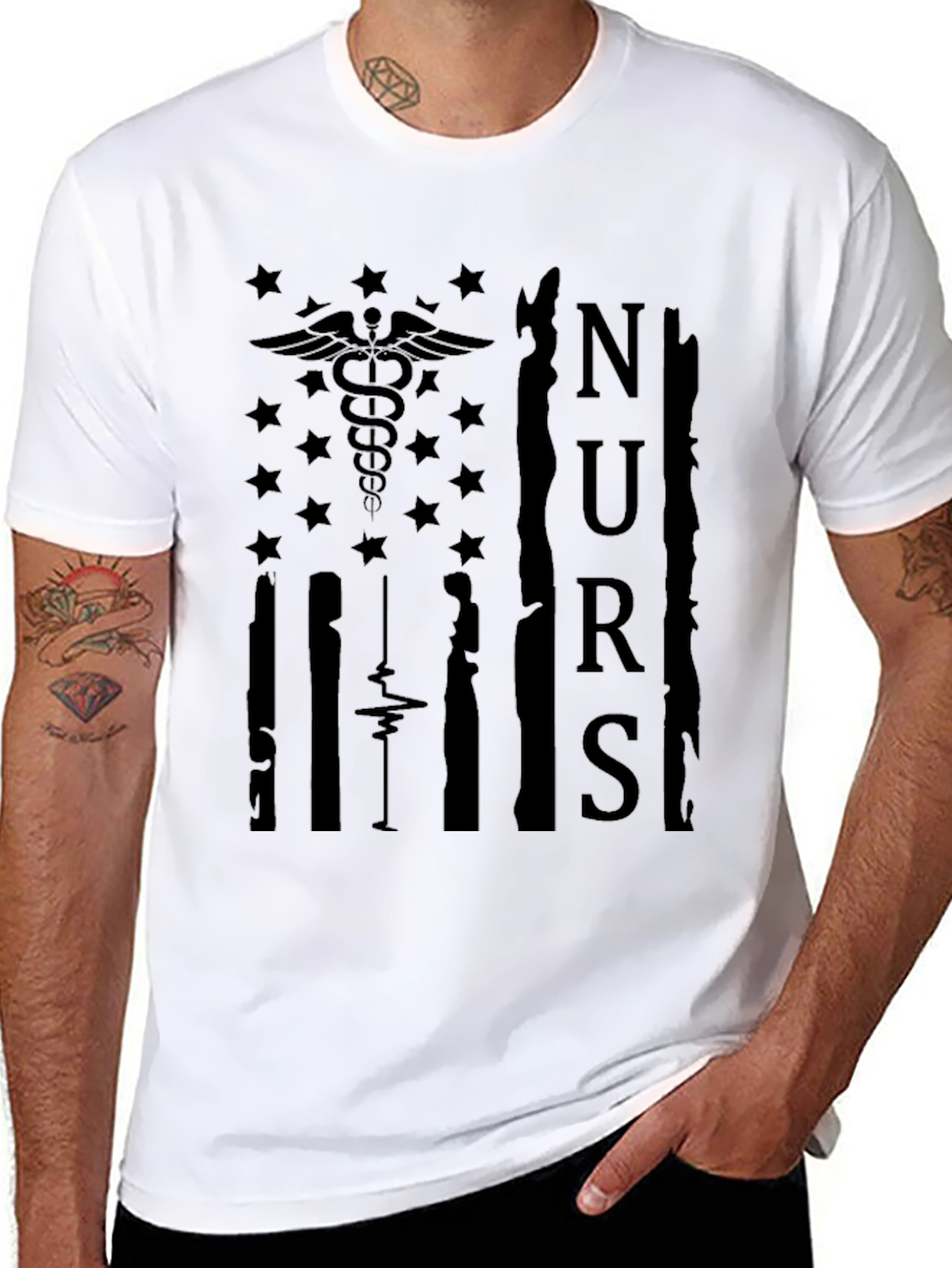 Nurse Flag Graphic Tee - Black