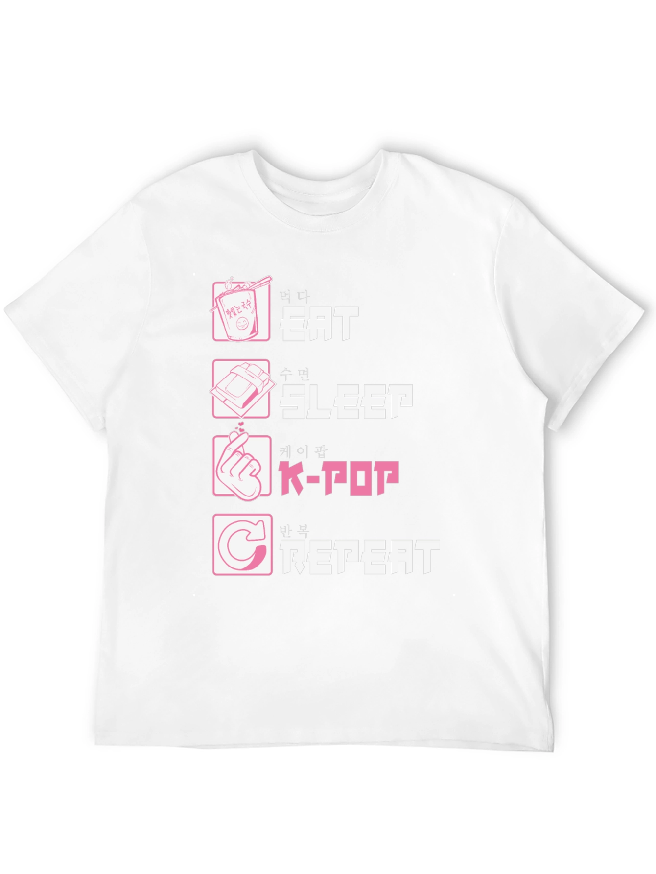 Eat Sleep K-Pop Repeat Black Graphic Tee