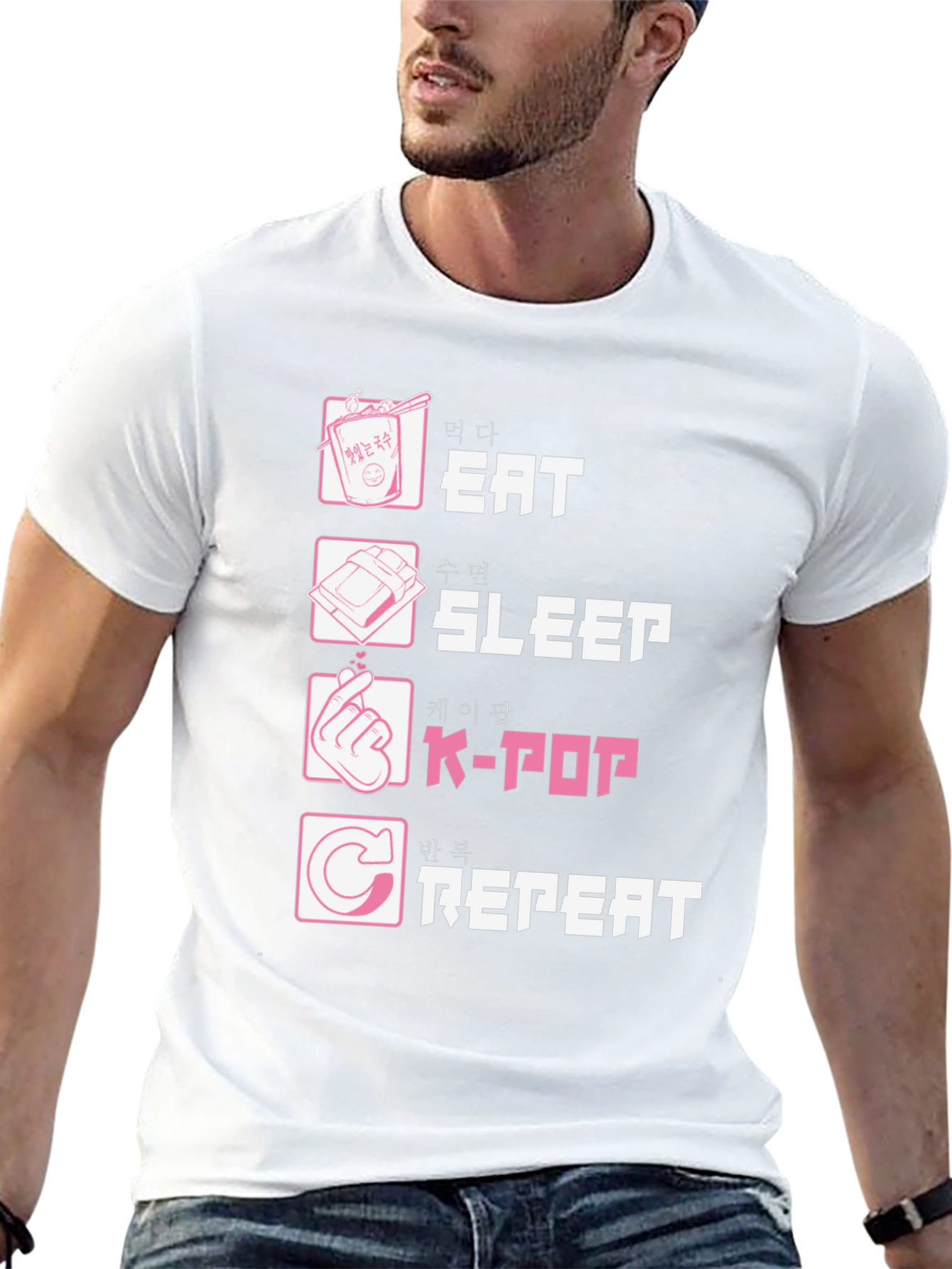 Eat Sleep K-Pop Repeat Black Graphic Tee