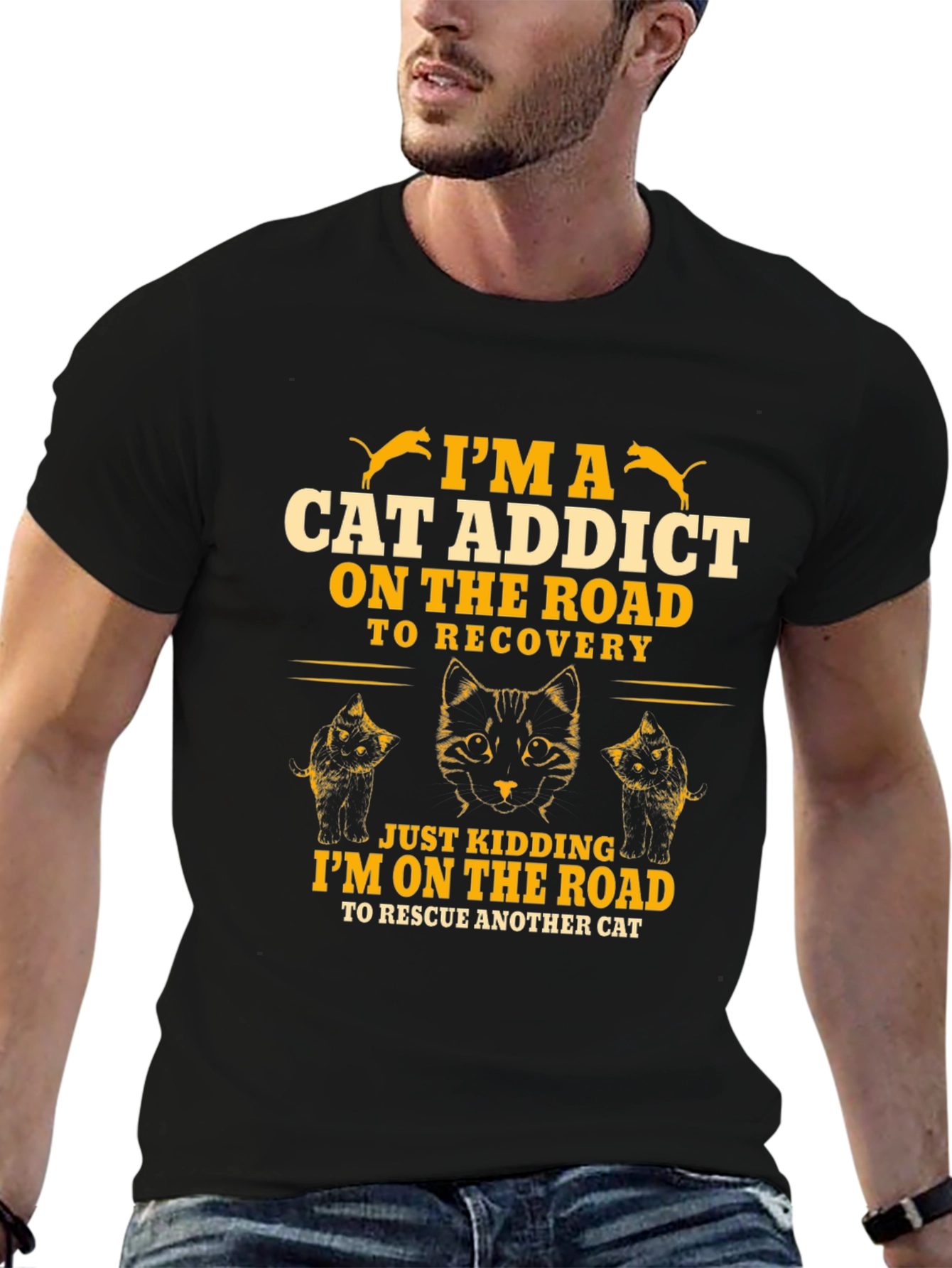 Cat Addict T-Shirt - On The Road to Rescue