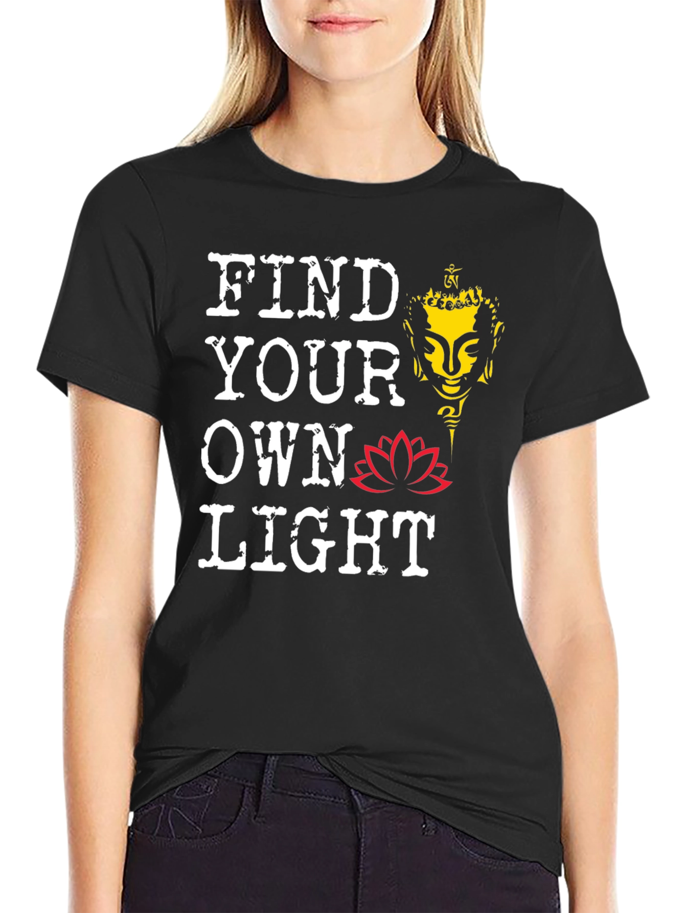 Find Your Own Light T-Shirt Buddha Lotus Meditation Tee