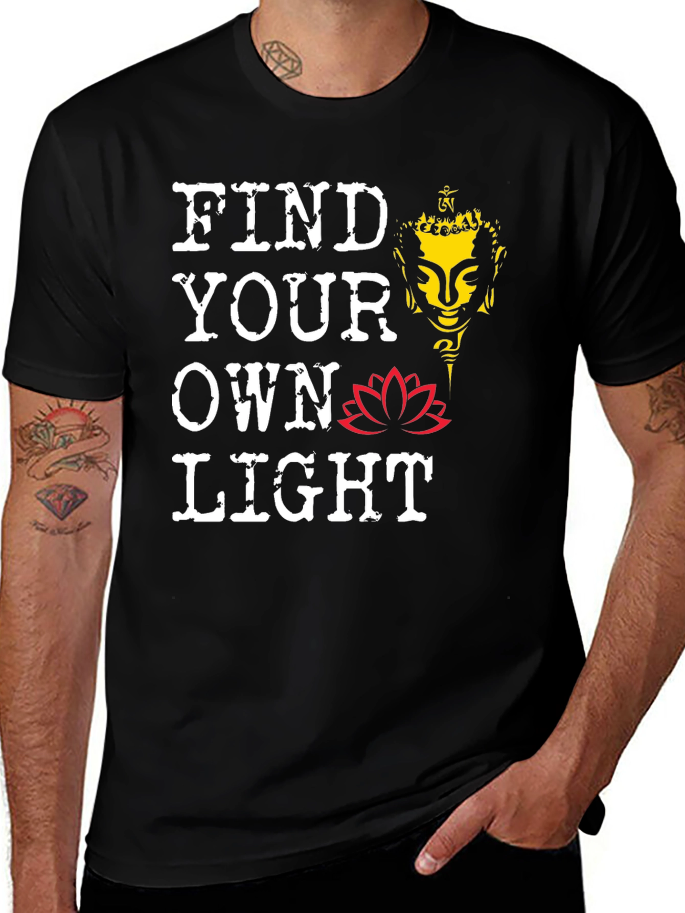 Find Your Own Light T-Shirt Buddha Lotus Meditation Tee
