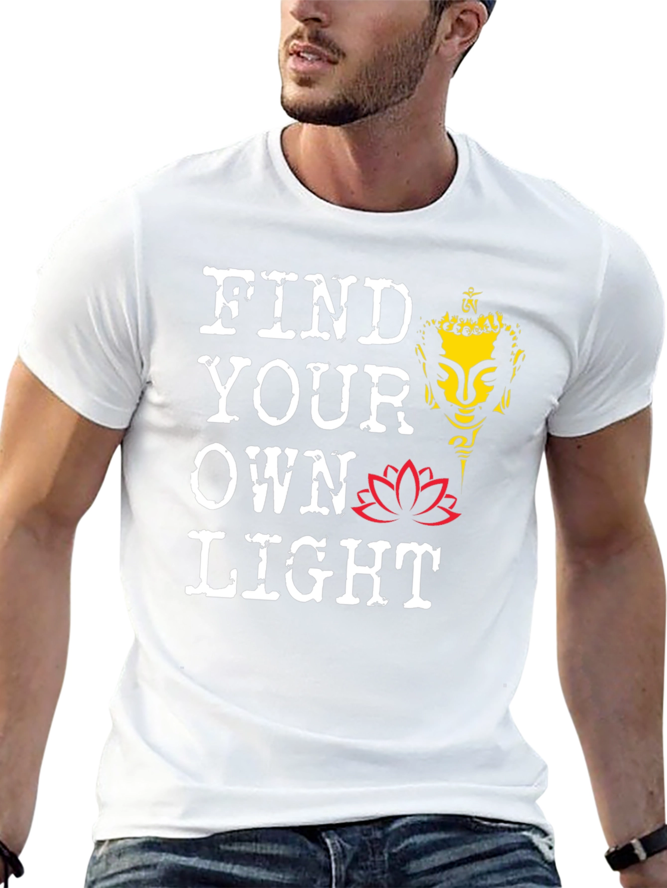 Find Your Own Light T-Shirt Buddha Lotus Meditation Tee