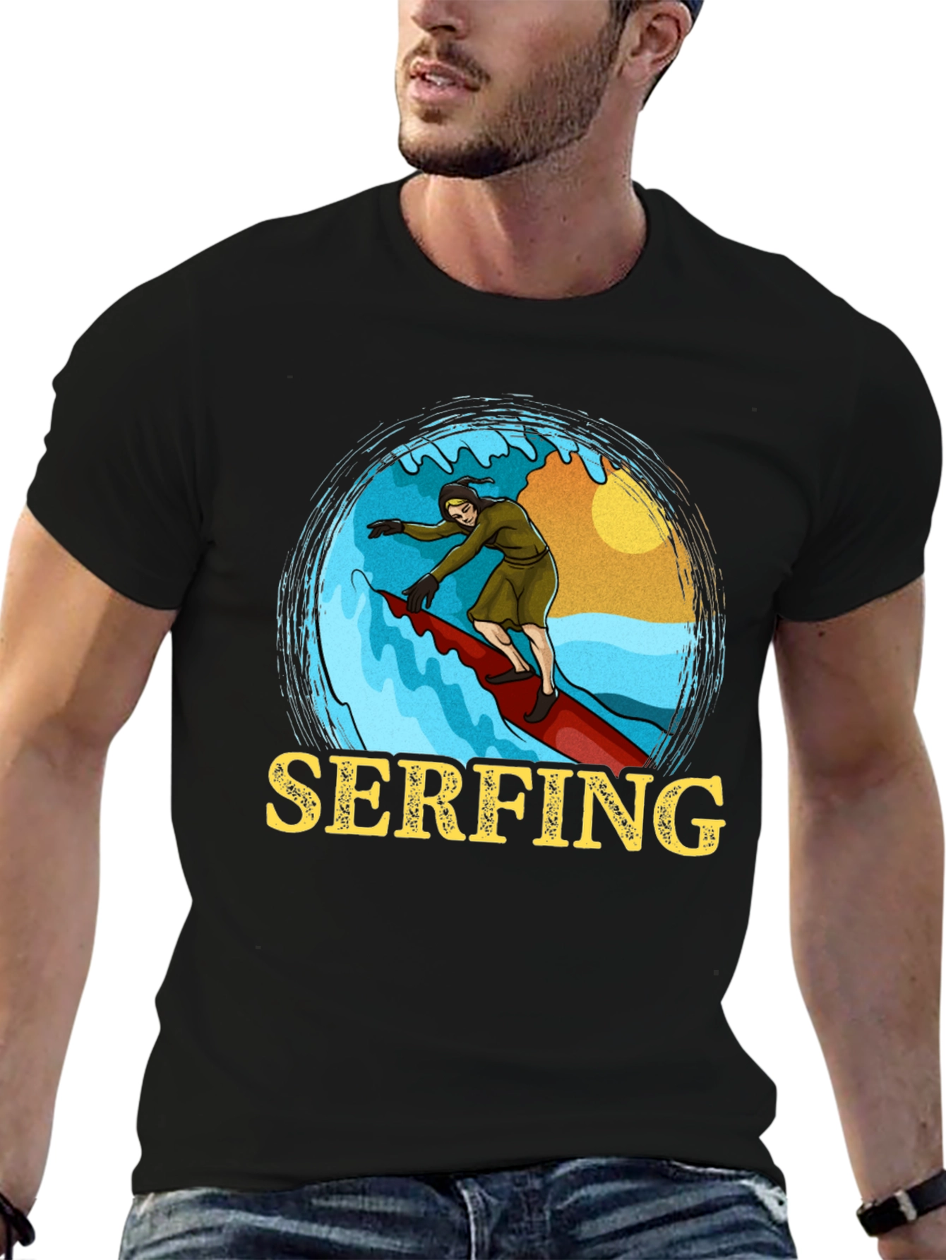 Serfing T-Shirt: Retro Surfer Design