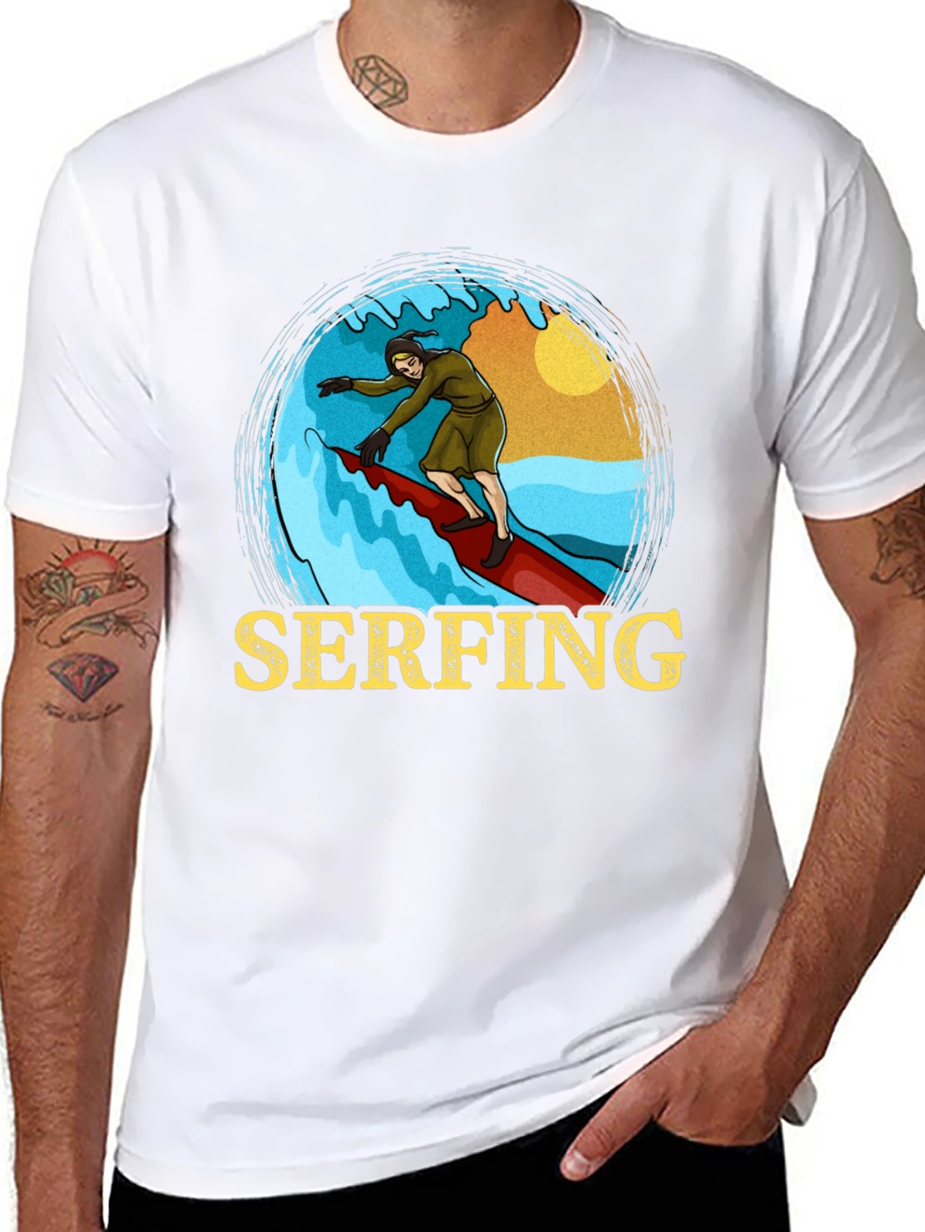 Serfing T-Shirt: Retro Surfer Design