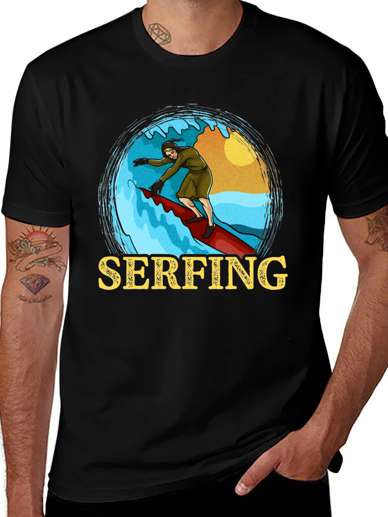 Serfing T-Shirt: Retro Surfer Design