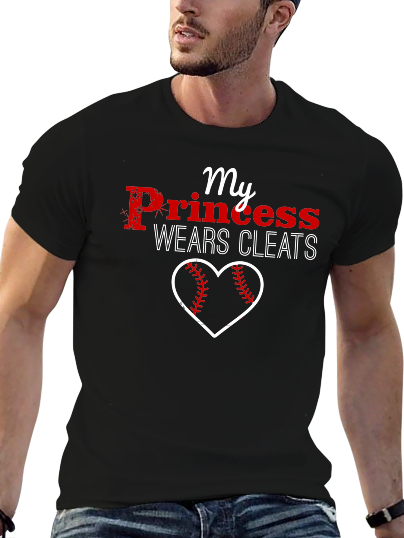 My Princess Wears Cleats Baseball Heart T-Shirt