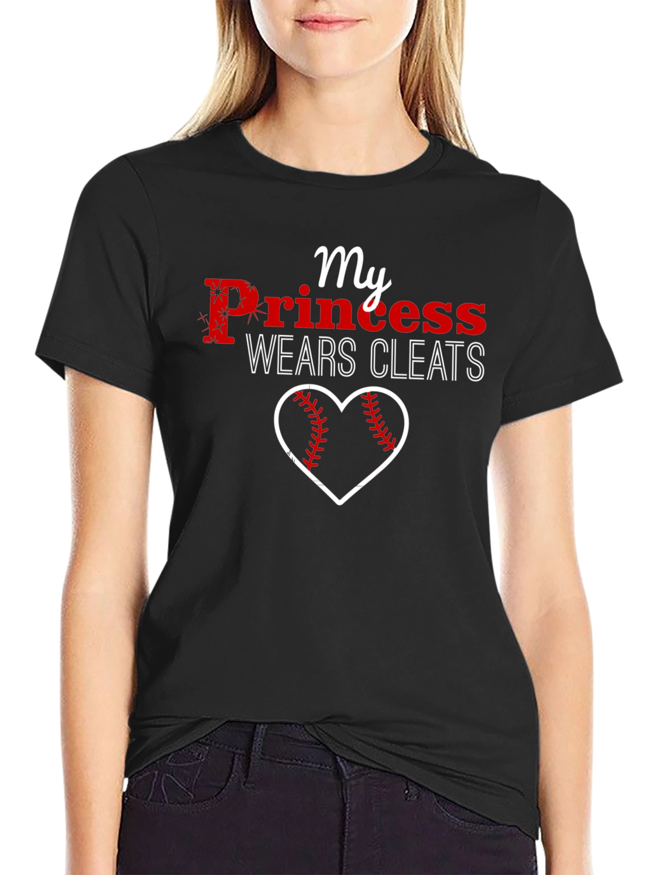 My Princess Wears Cleats Baseball Heart T-Shirt