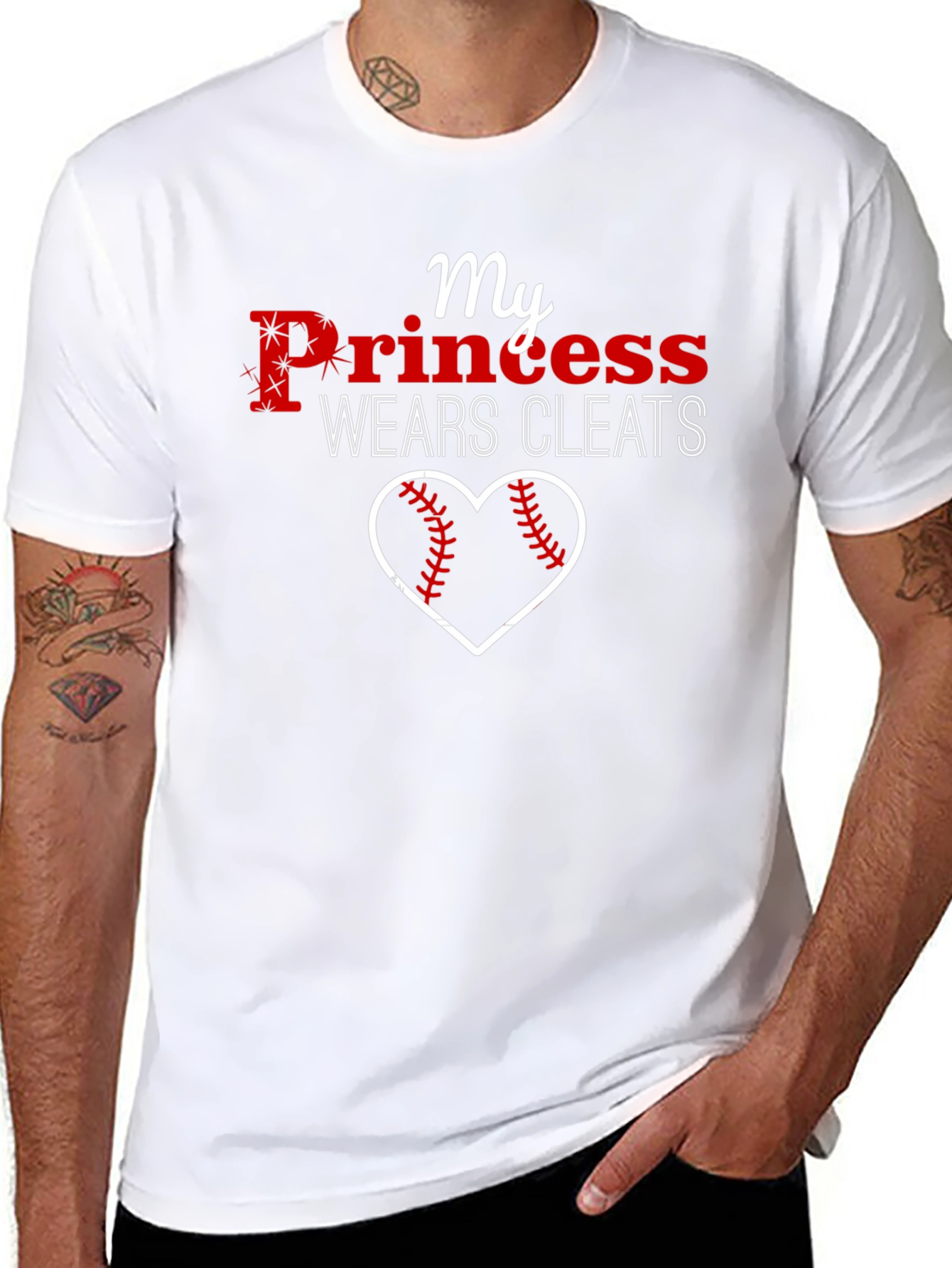 My Princess Wears Cleats Baseball Heart T-Shirt