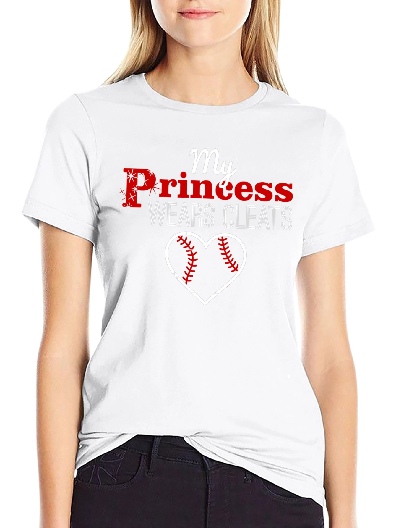My Princess Wears Cleats Baseball Heart T-Shirt