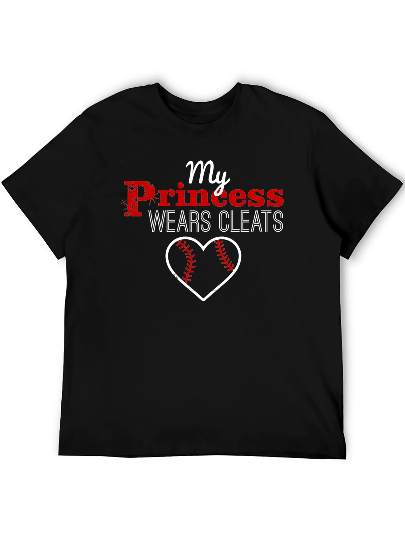My Princess Wears Cleats Baseball Heart T-Shirt