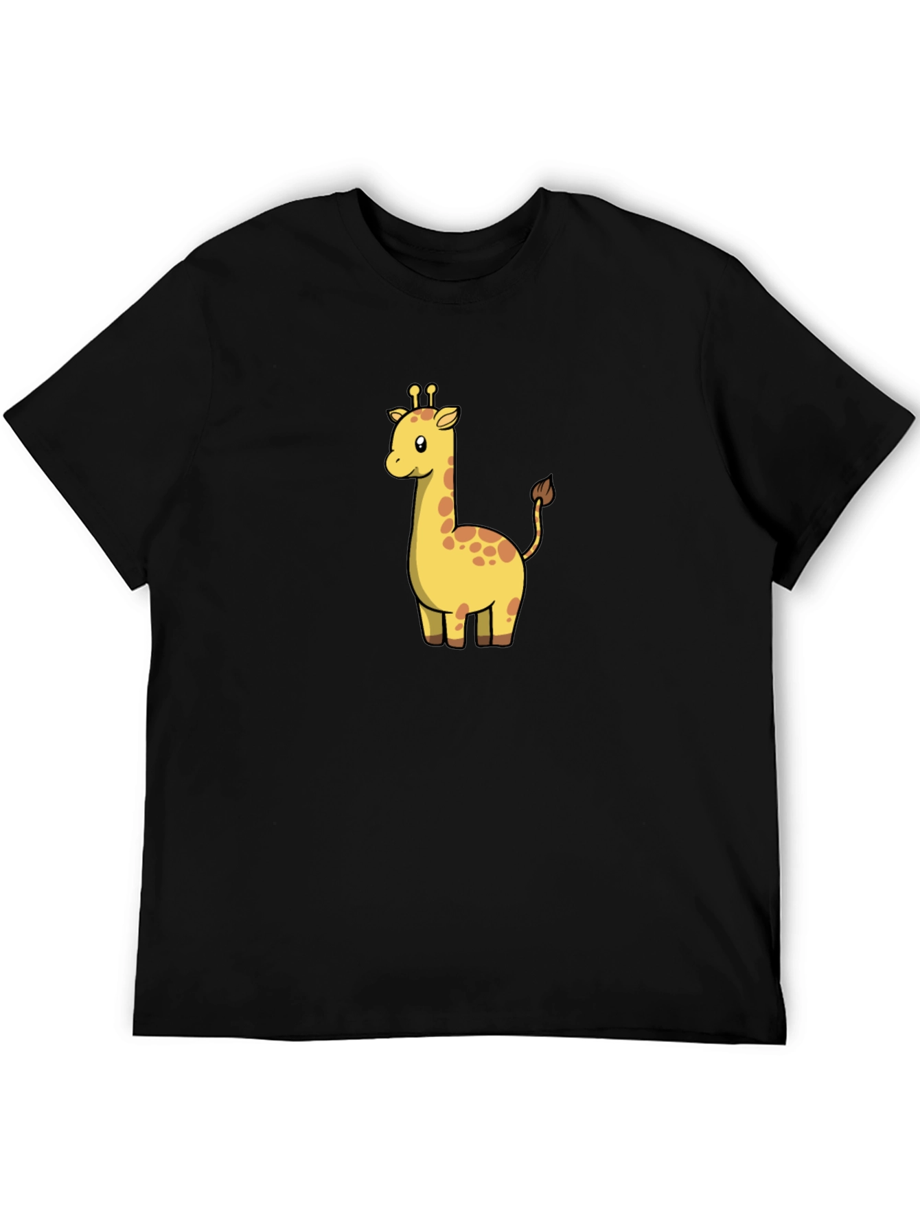 Cute Giraffe Graphic Black T-Shirt