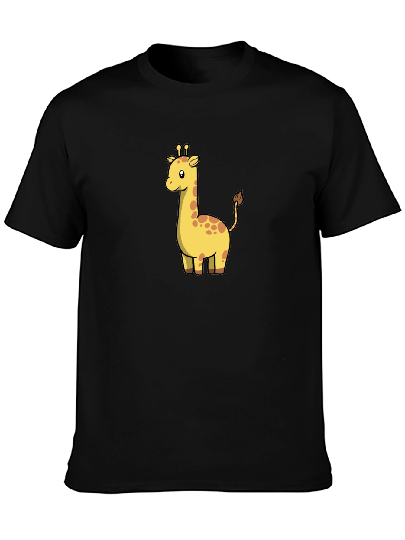 Cute Giraffe Graphic Black T-Shirt