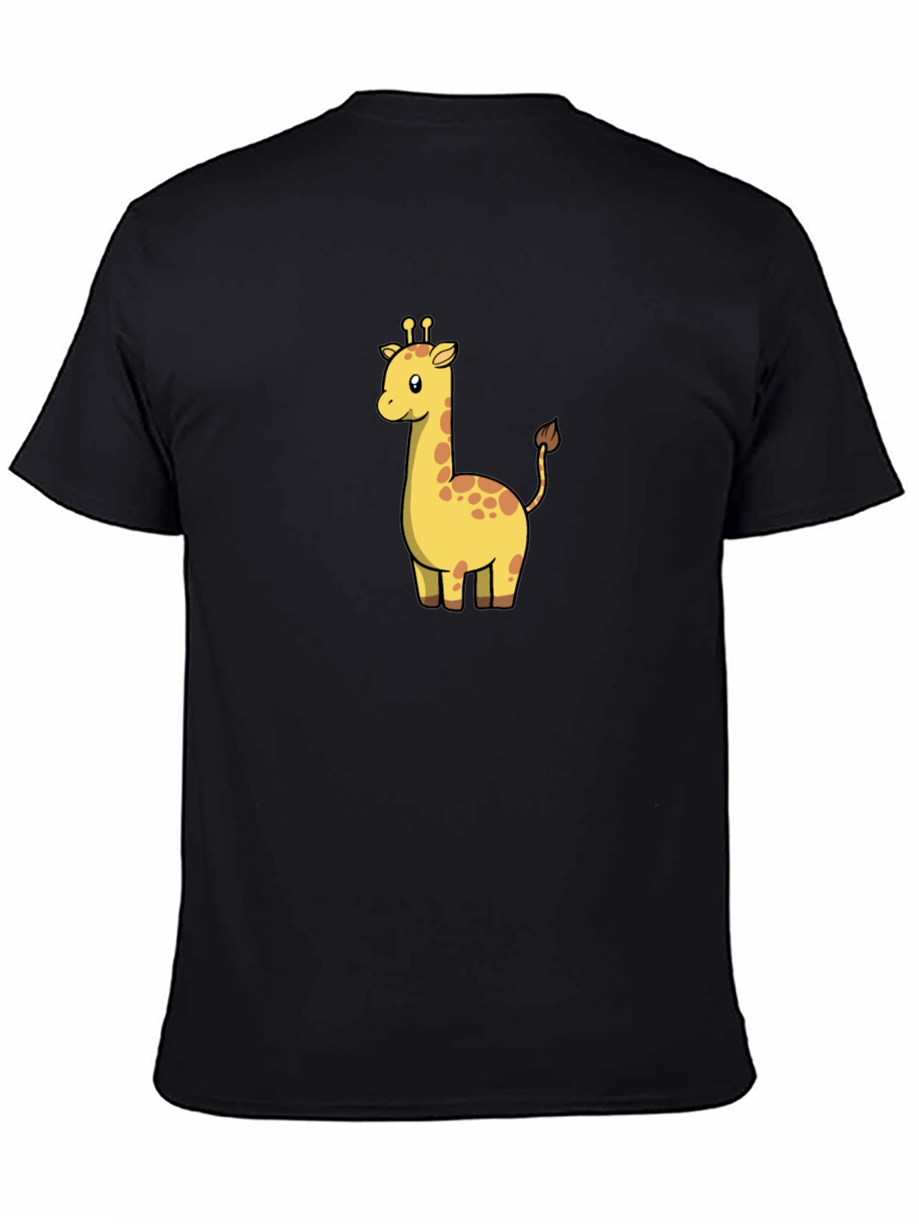 Cute Giraffe Graphic Black T-Shirt