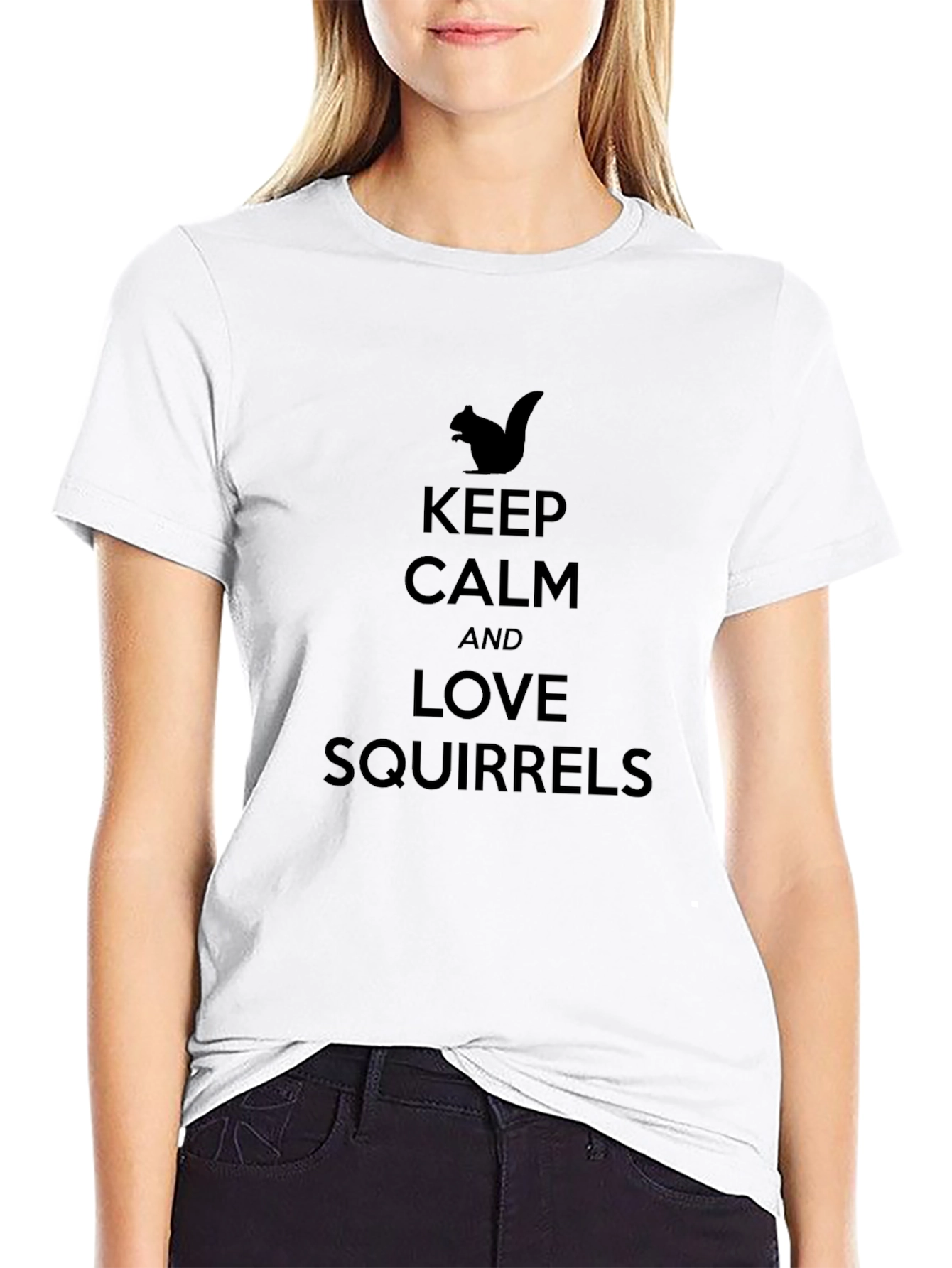 Keep Calm Love Squirrels Black T-Shirt