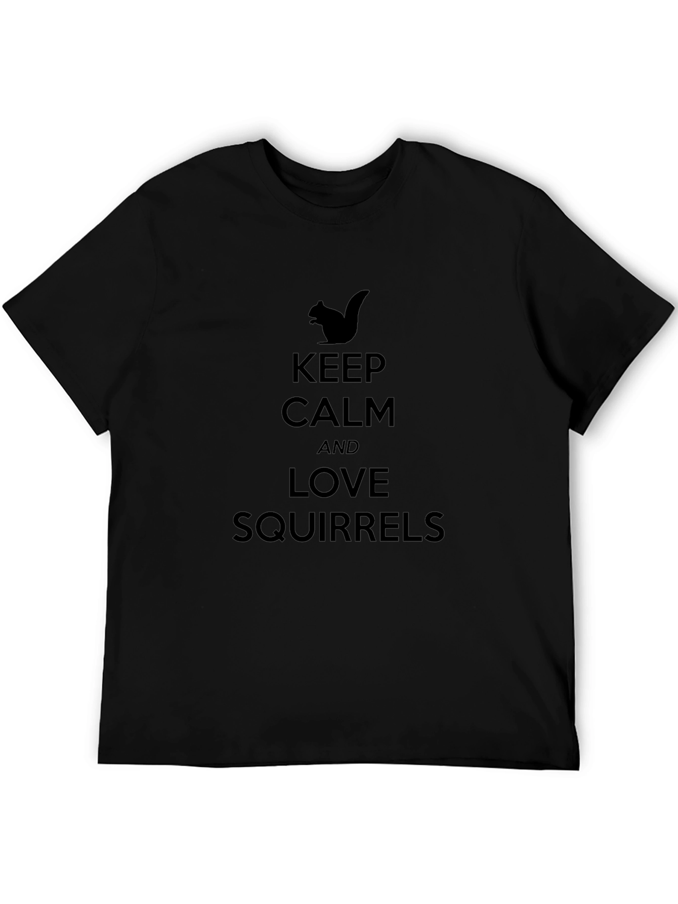 Keep Calm Love Squirrels Black T-Shirt