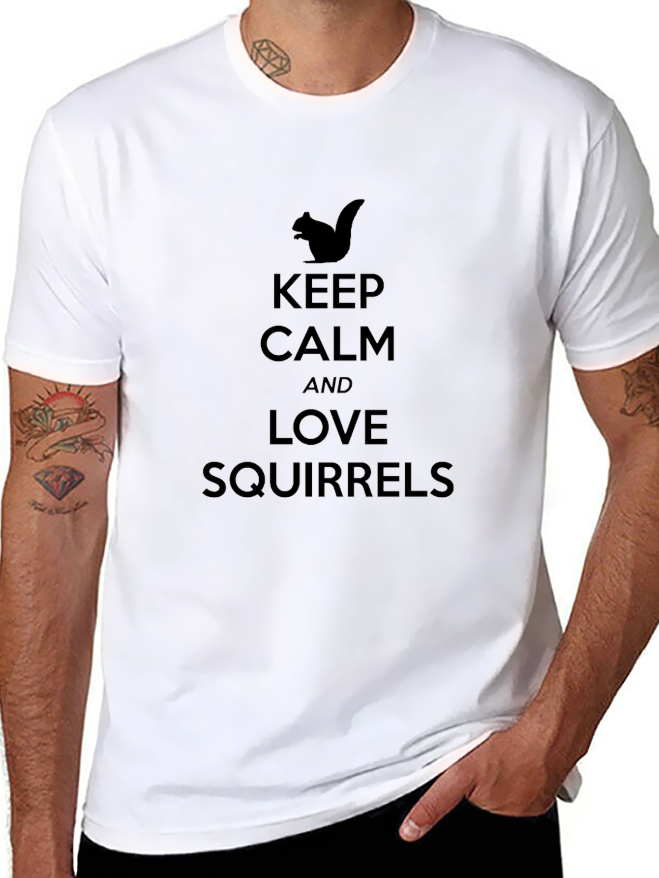 Keep Calm Love Squirrels Black T-Shirt