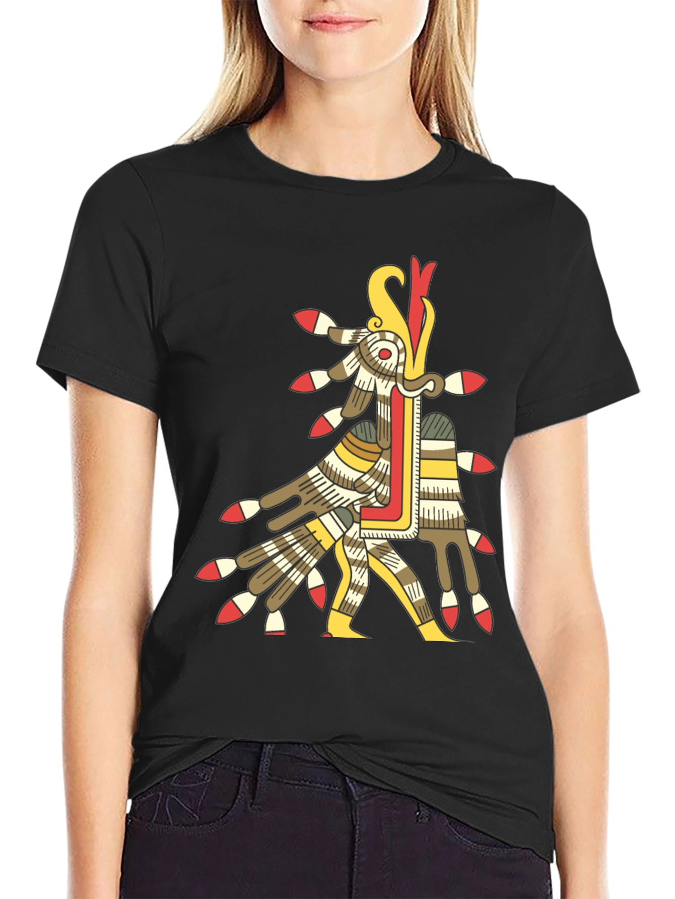 Aztec Sun God T-Shirt - Black Graphic Tee