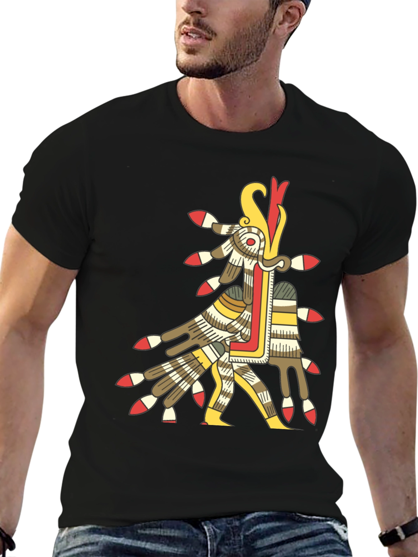 Aztec Sun God T-Shirt - Black Graphic Tee