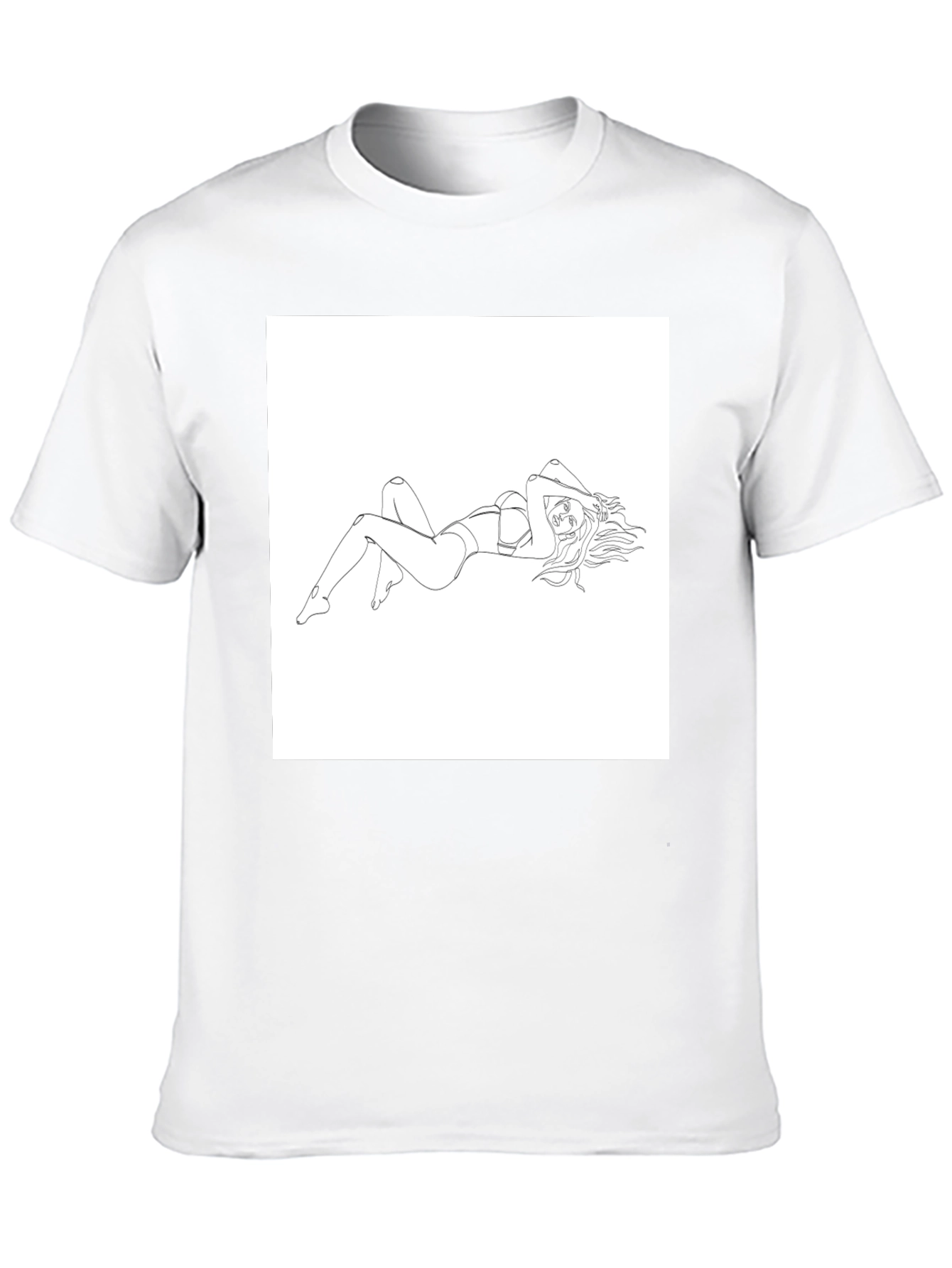 Line Art Woman Graphic Tee - Black