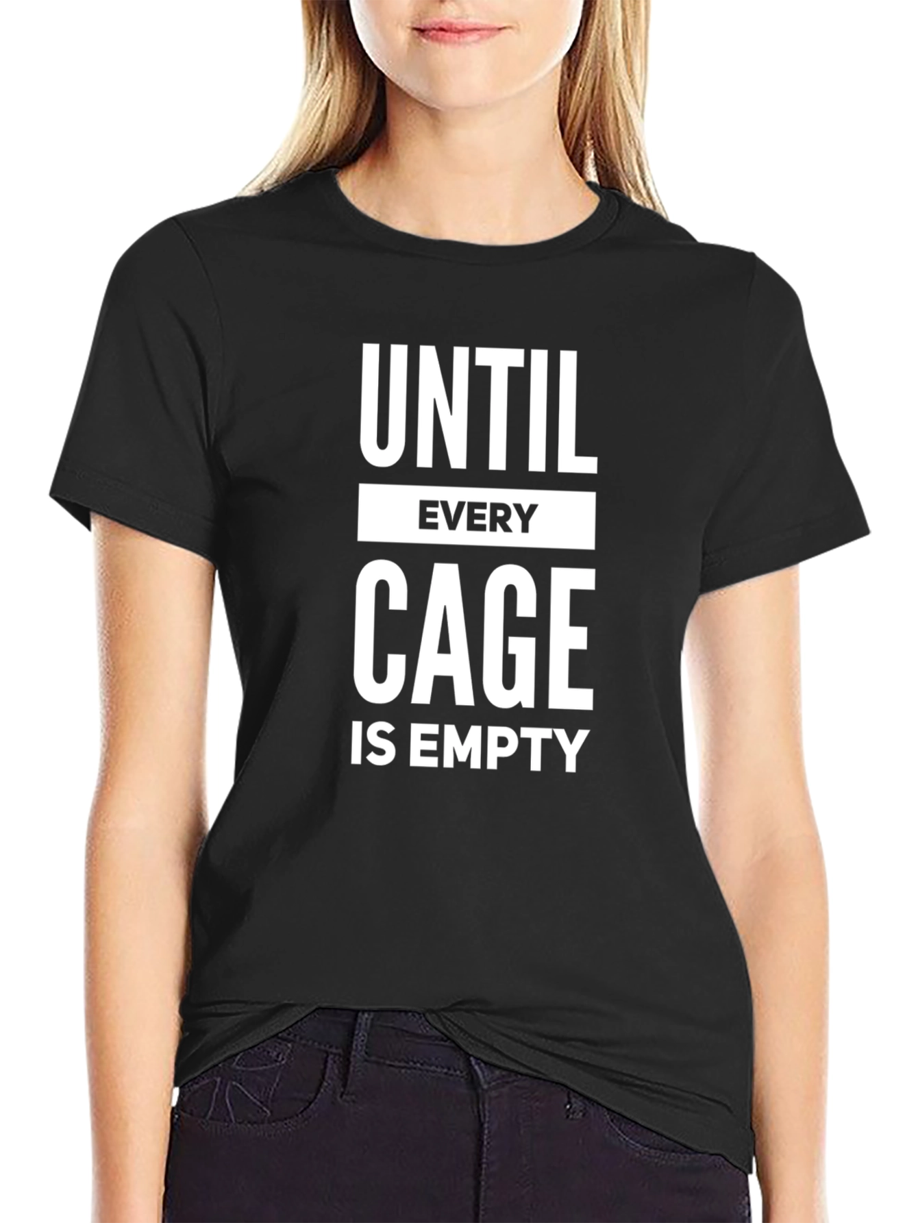 Until Every Cage Is Empty Black T-Shirt
