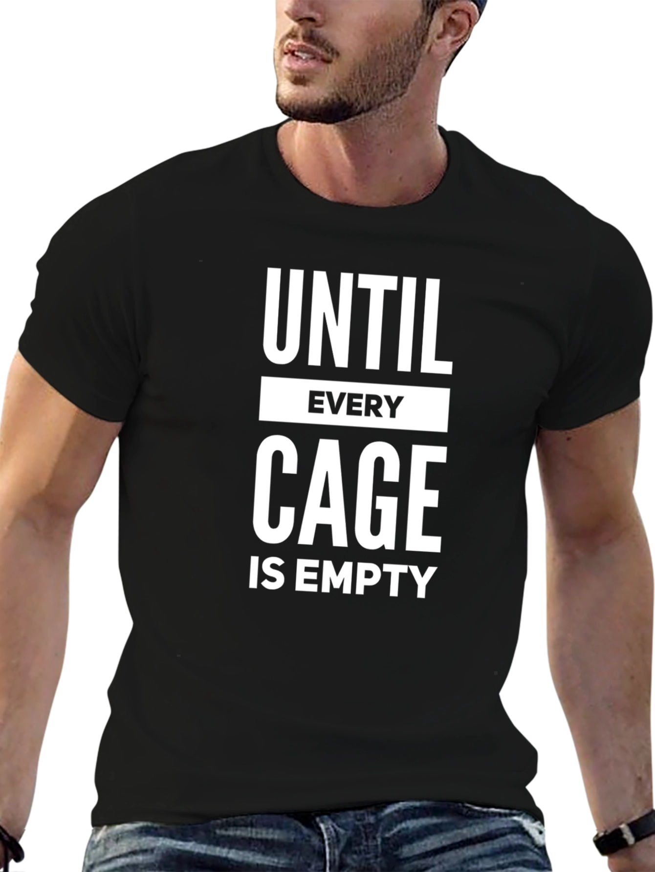Until Every Cage Is Empty Black T-Shirt
