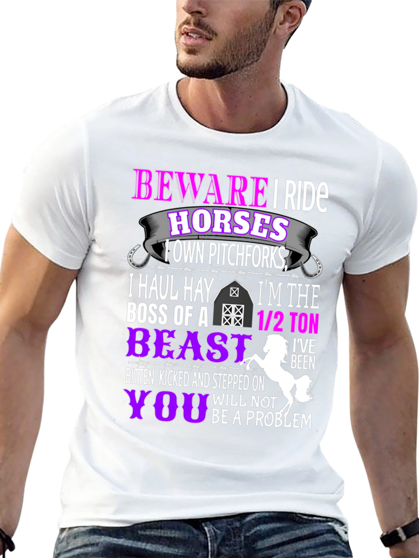Beware I Ride Horses Funny T-Shirt