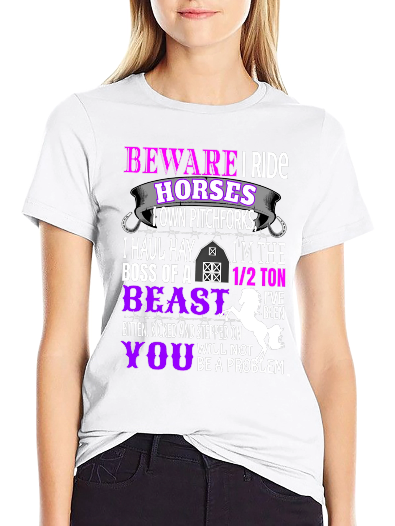 Beware I Ride Horses Funny T-Shirt