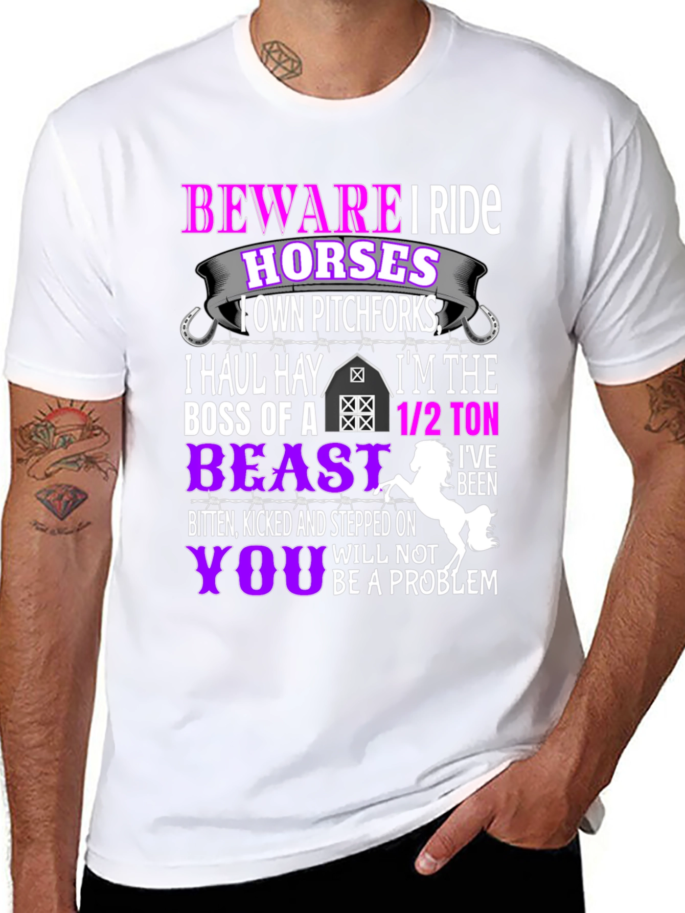 Beware I Ride Horses Funny T-Shirt