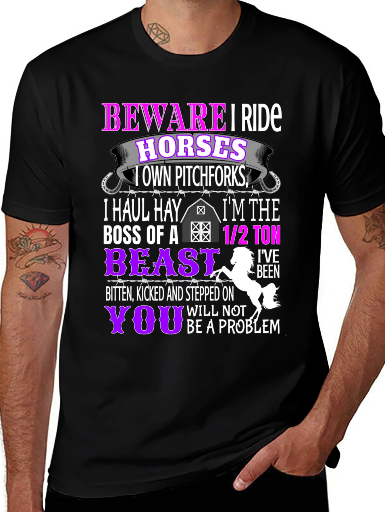 Beware I Ride Horses Funny T-Shirt