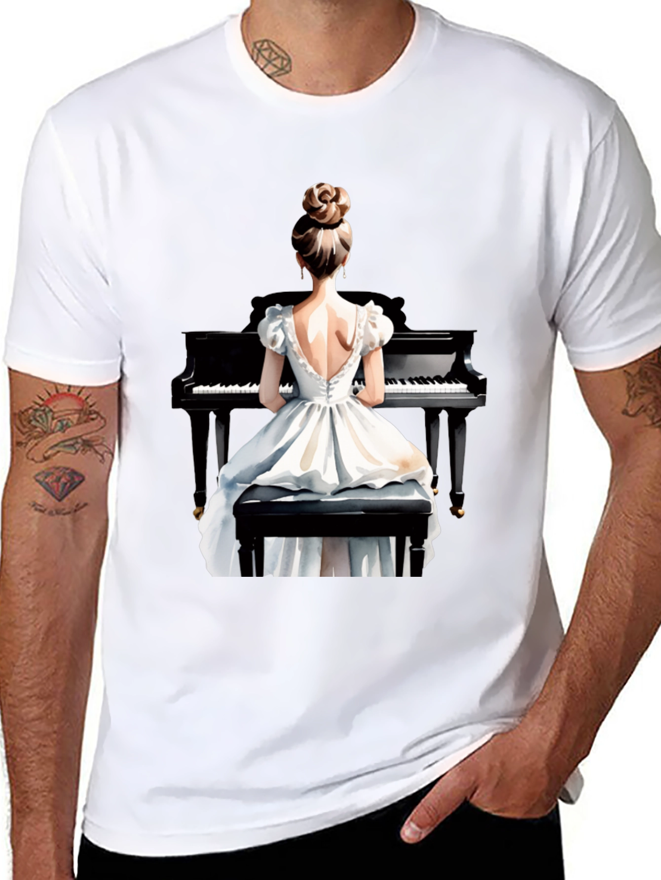 Piano Woman Graphic Tee - Stylish Musician T-Shirt