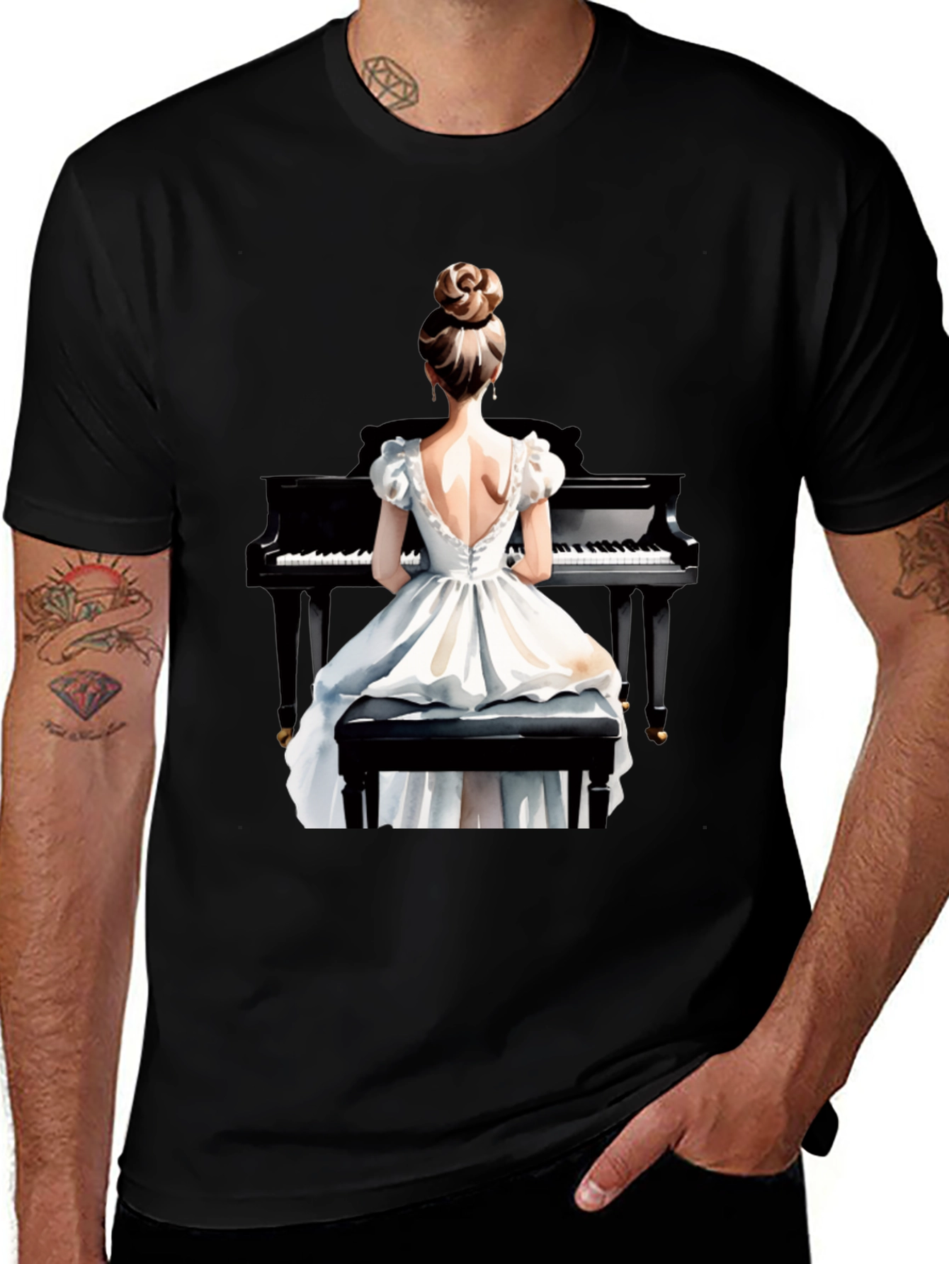 Piano Woman Graphic Tee - Stylish Musician T-Shirt