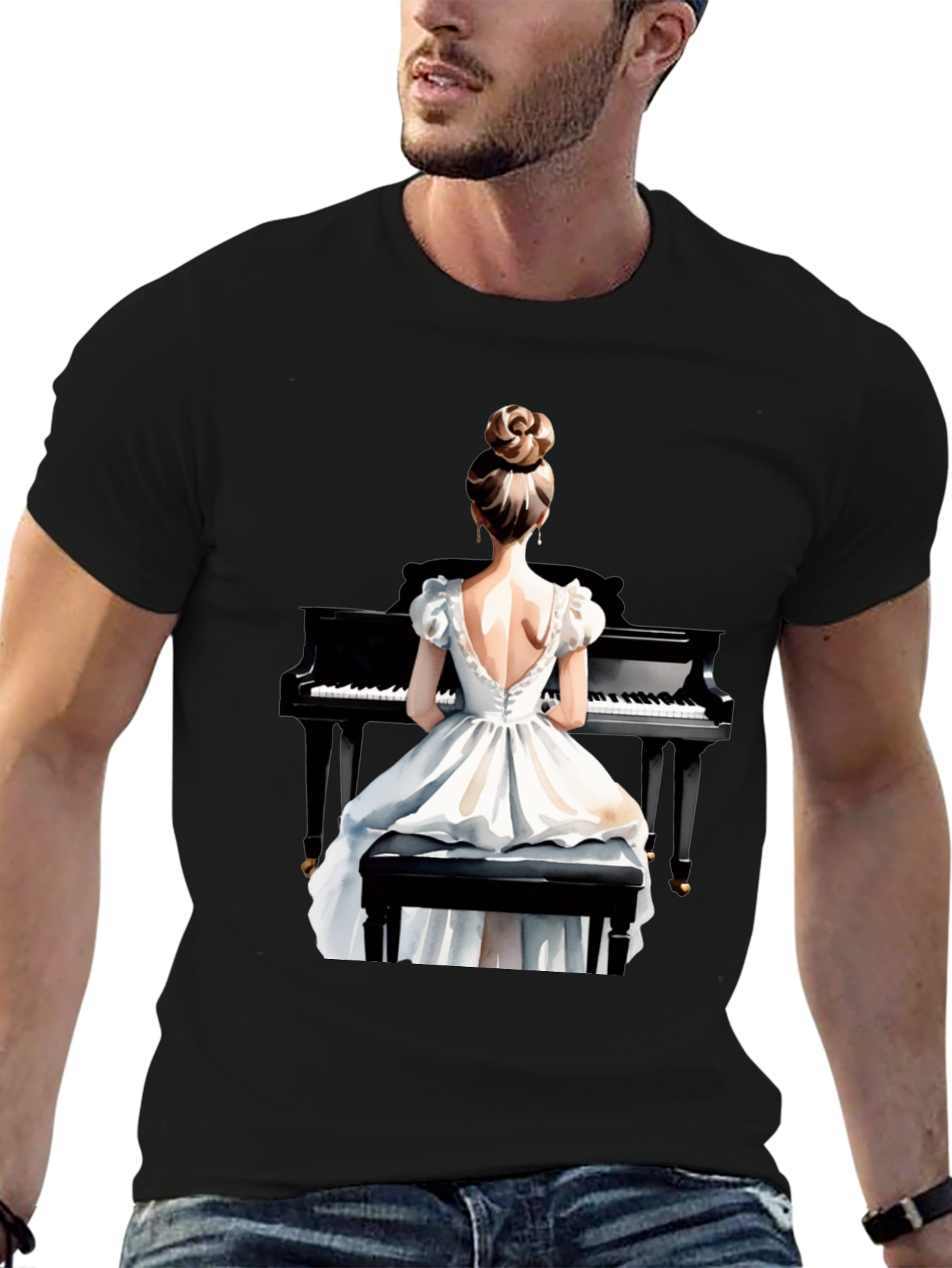 Piano Woman Graphic Tee - Stylish Musician T-Shirt