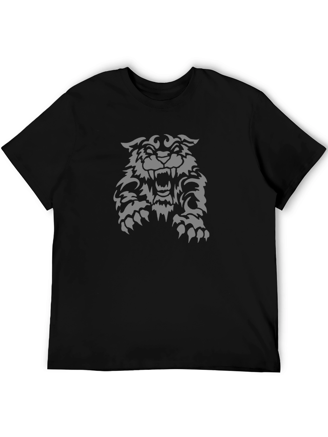 Black Tee with Fierce Wolf Graphic