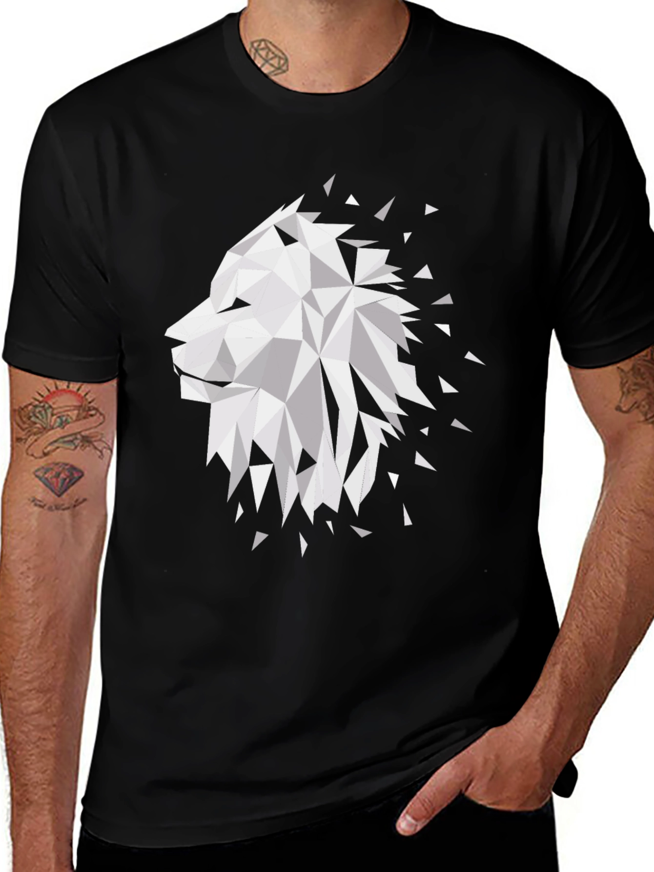 Geometric Lion Graphic T-Shirt - Modern Design
