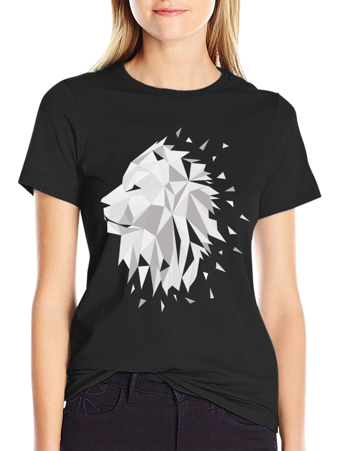 Geometric Lion Graphic T-Shirt - Modern Design