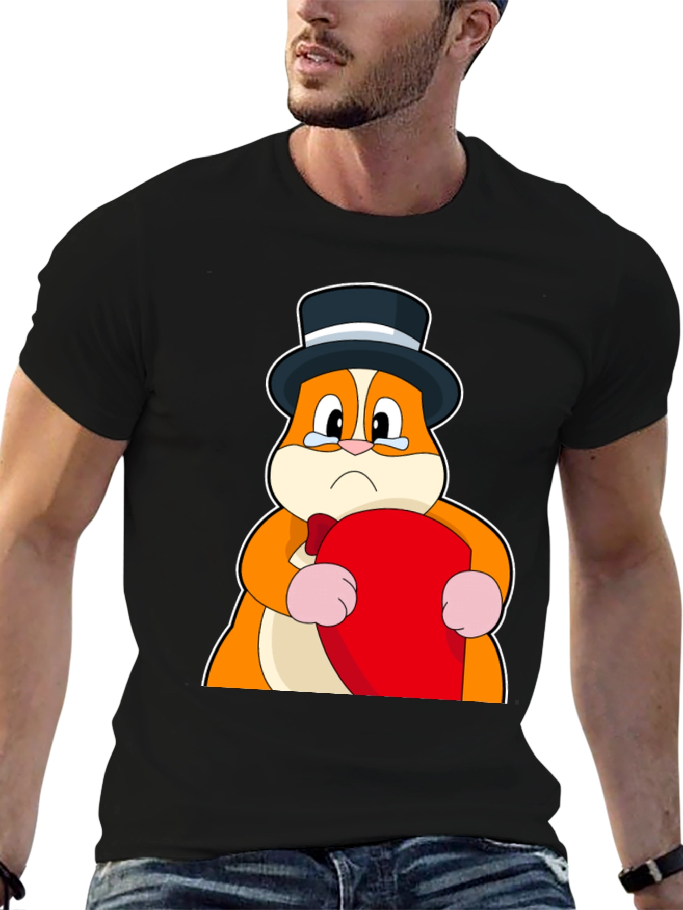 Sad Hamster Top Hat Graphic T-Shirt