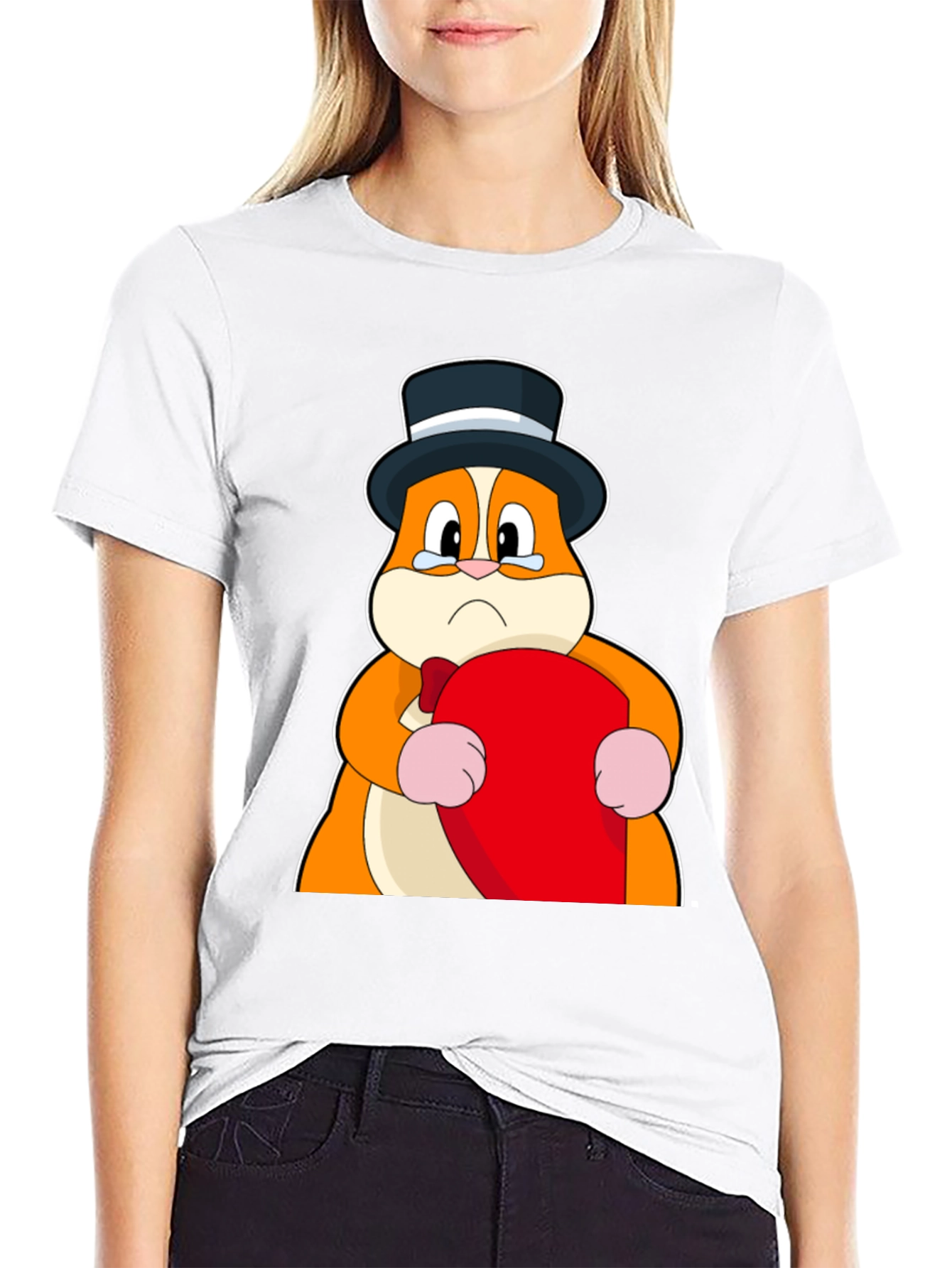 Sad Hamster Top Hat Graphic T-Shirt