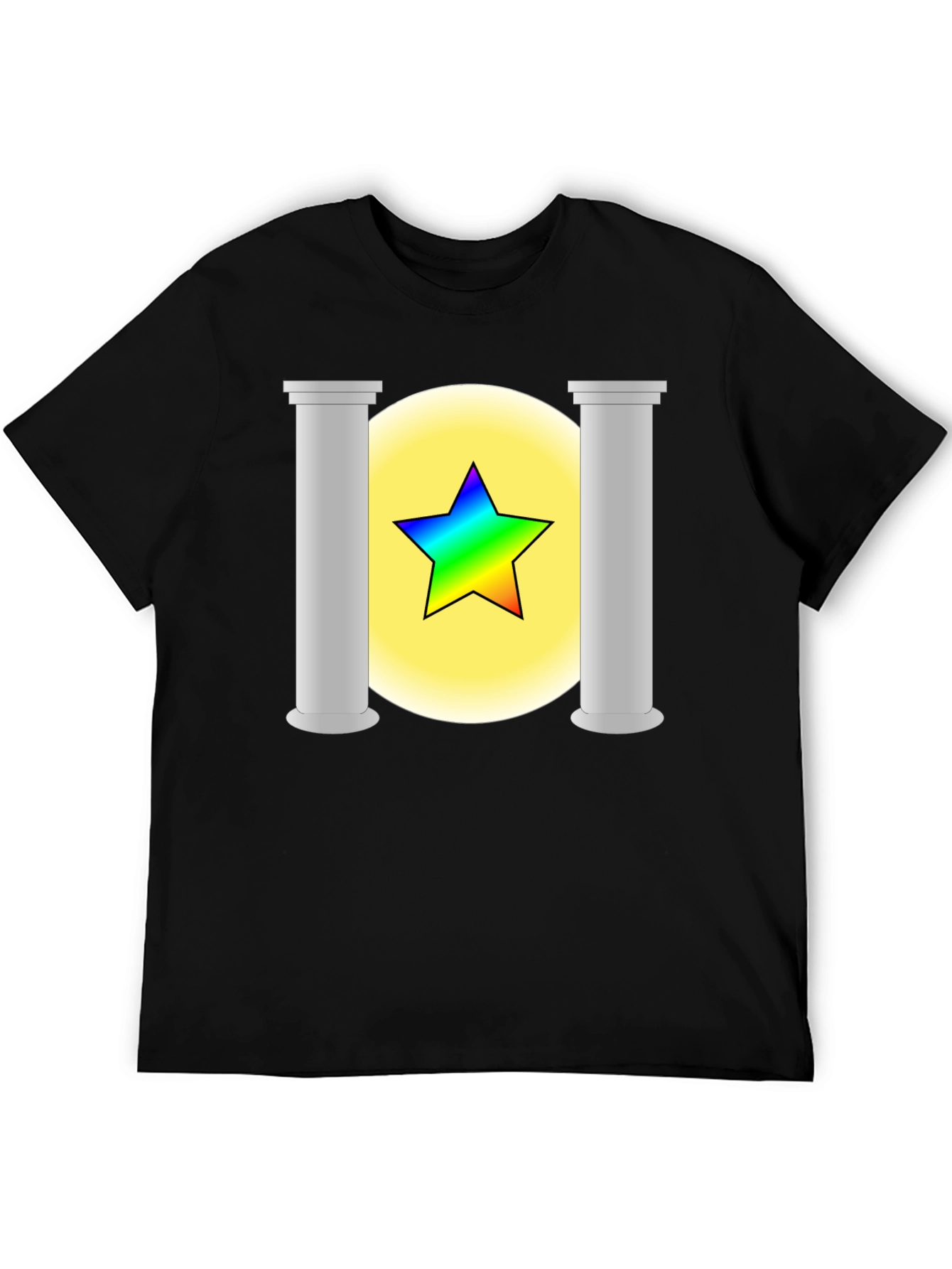 Rainbow Star Columns Black Graphic Tee