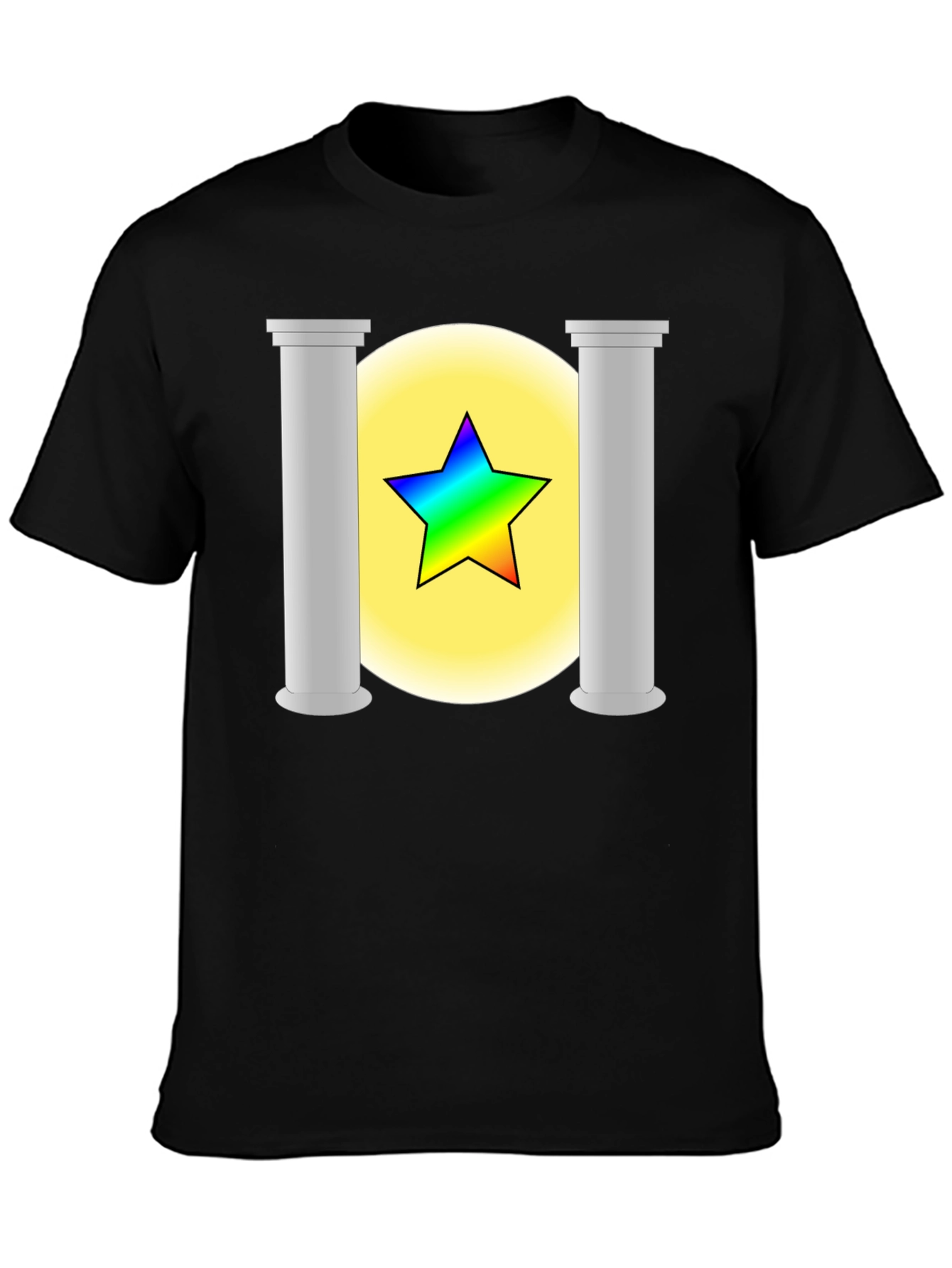 Rainbow Star Columns Black Graphic Tee
