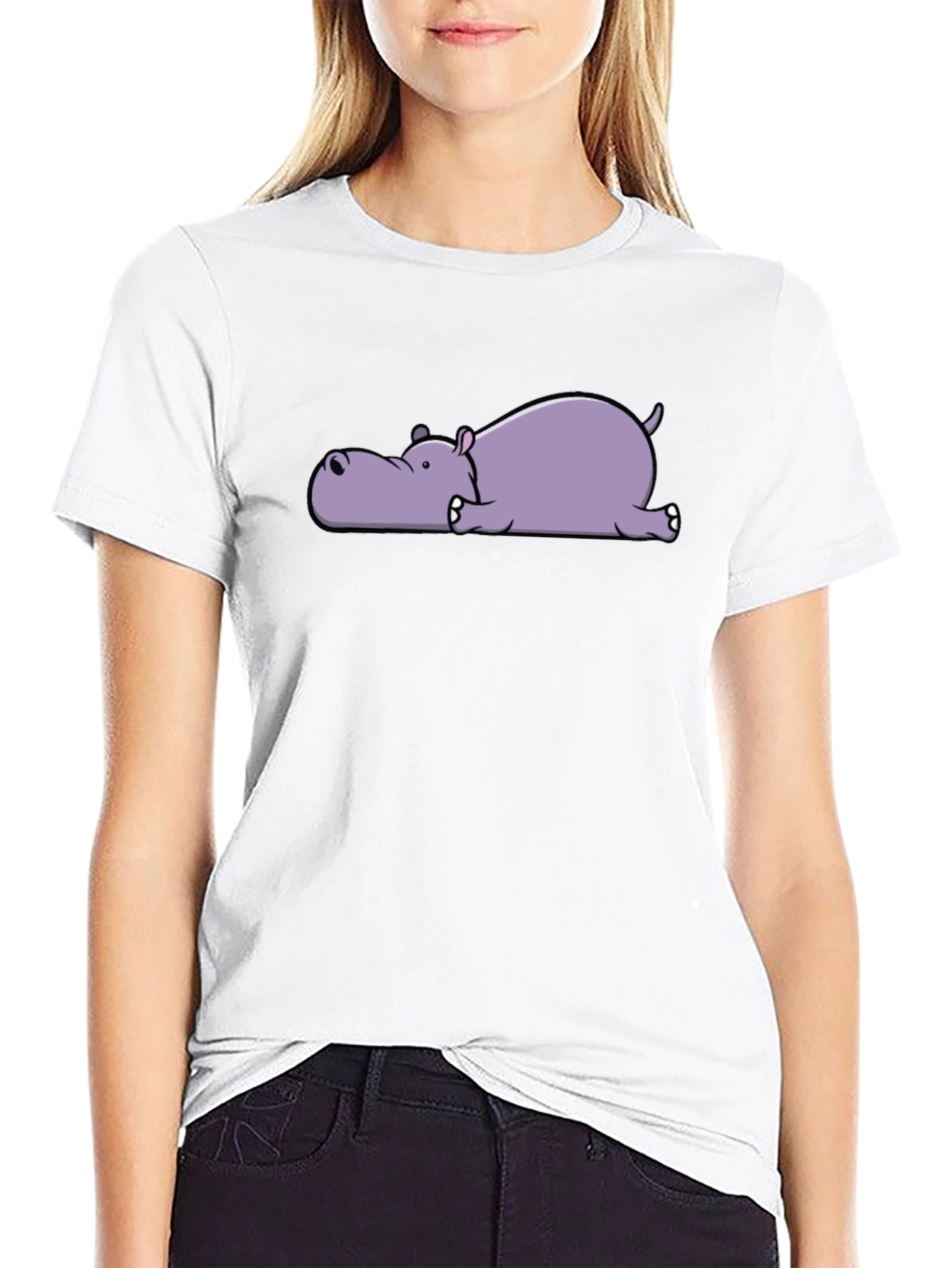 Lazy Hippo Graphic T-Shirt - Relaxed & Comfortable
