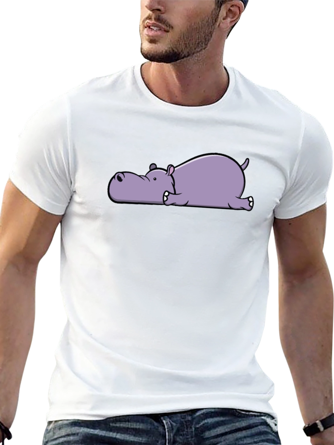 Lazy Hippo Graphic T-Shirt - Relaxed & Comfortable