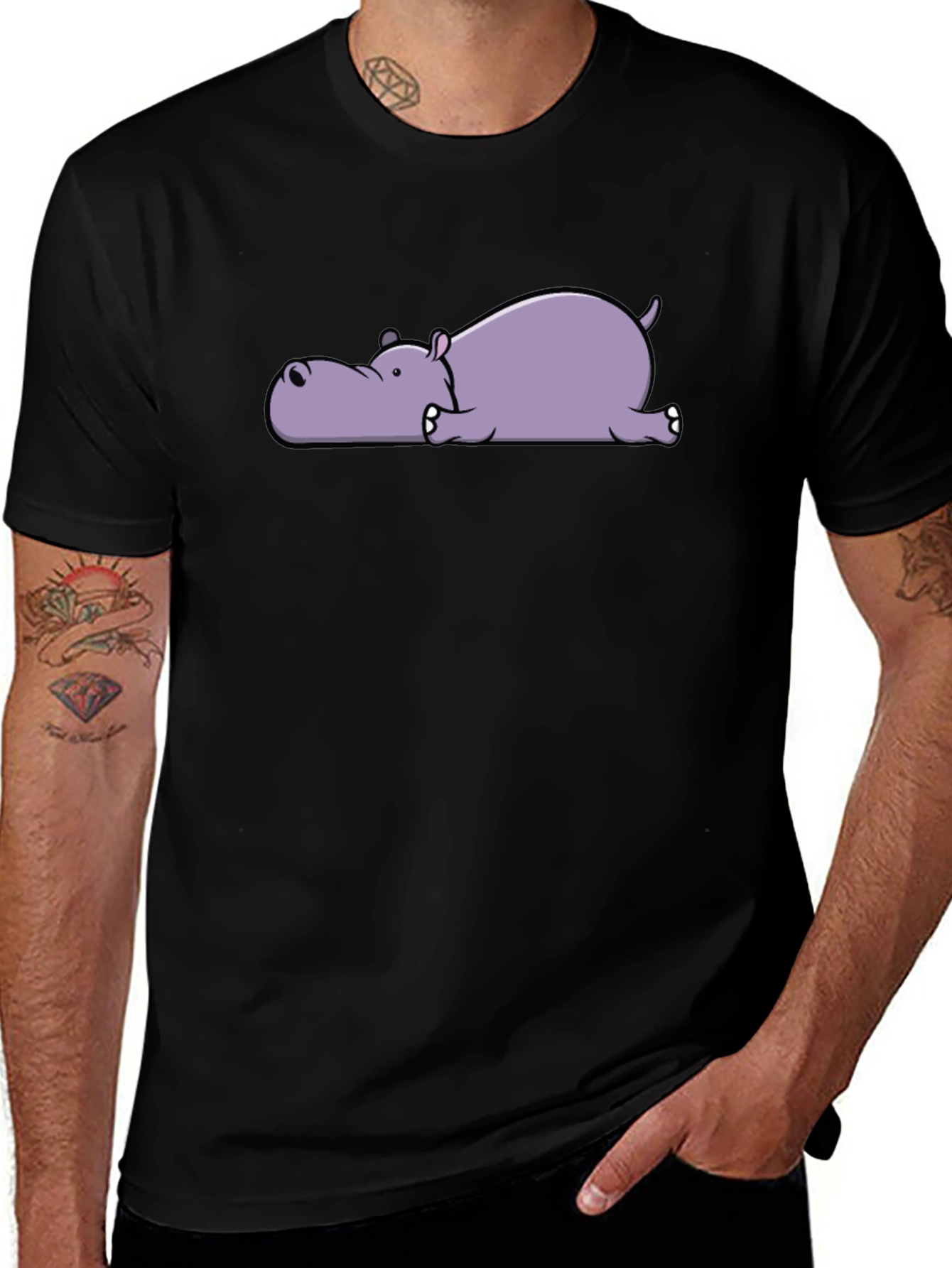 Lazy Hippo Graphic T-Shirt - Relaxed & Comfortable