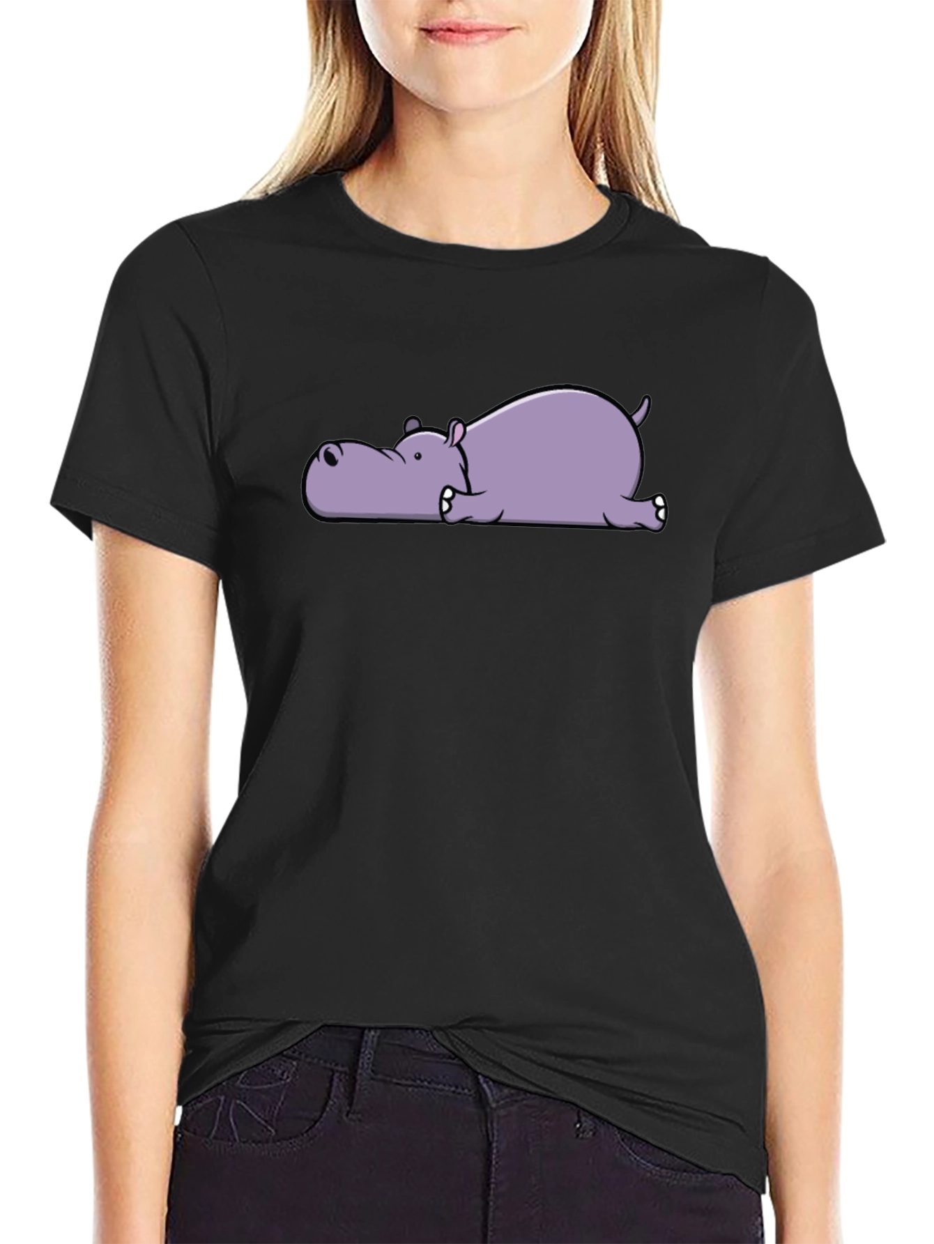 Lazy Hippo Graphic T-Shirt - Relaxed & Comfortable