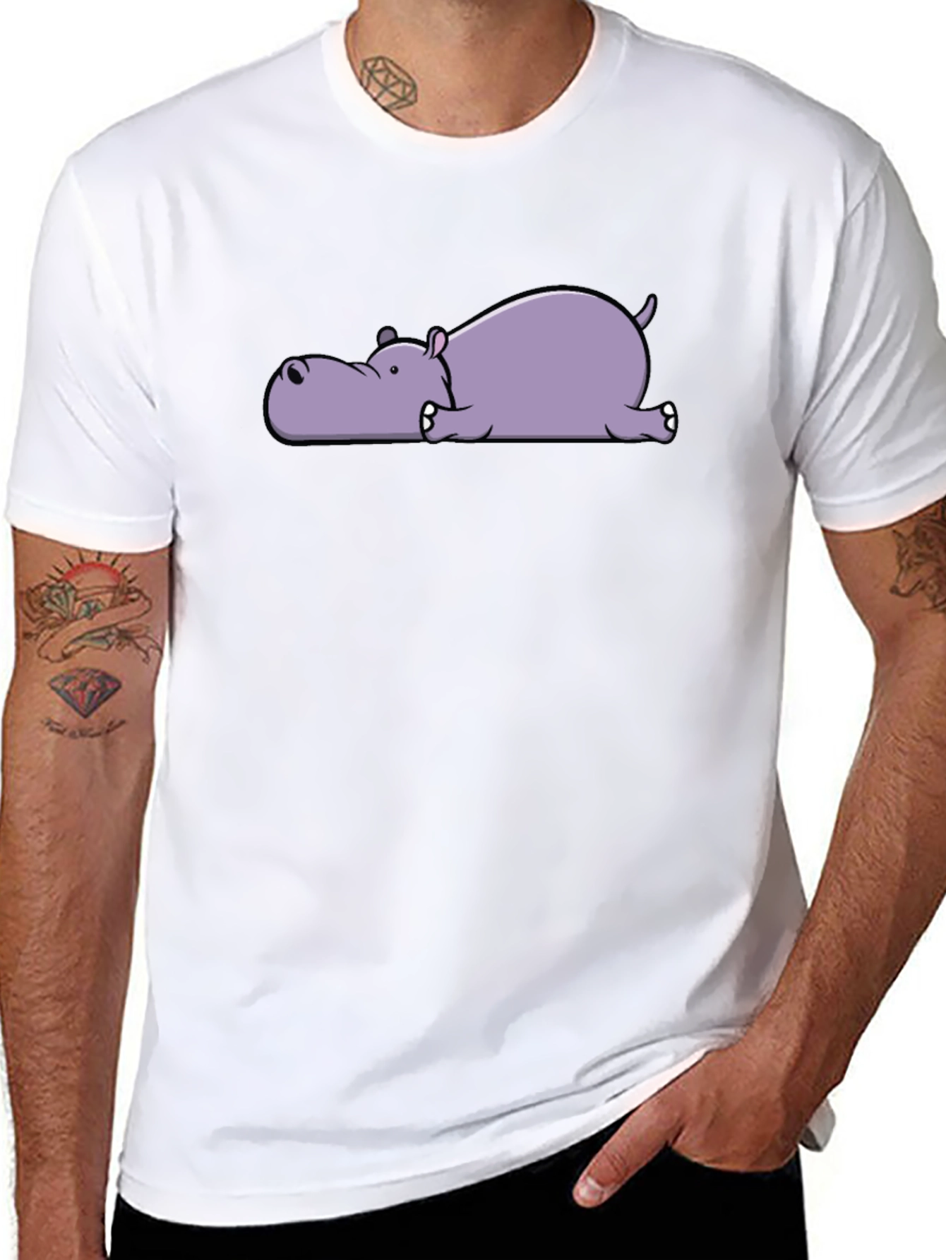 Lazy Hippo Graphic T-Shirt - Relaxed & Comfortable