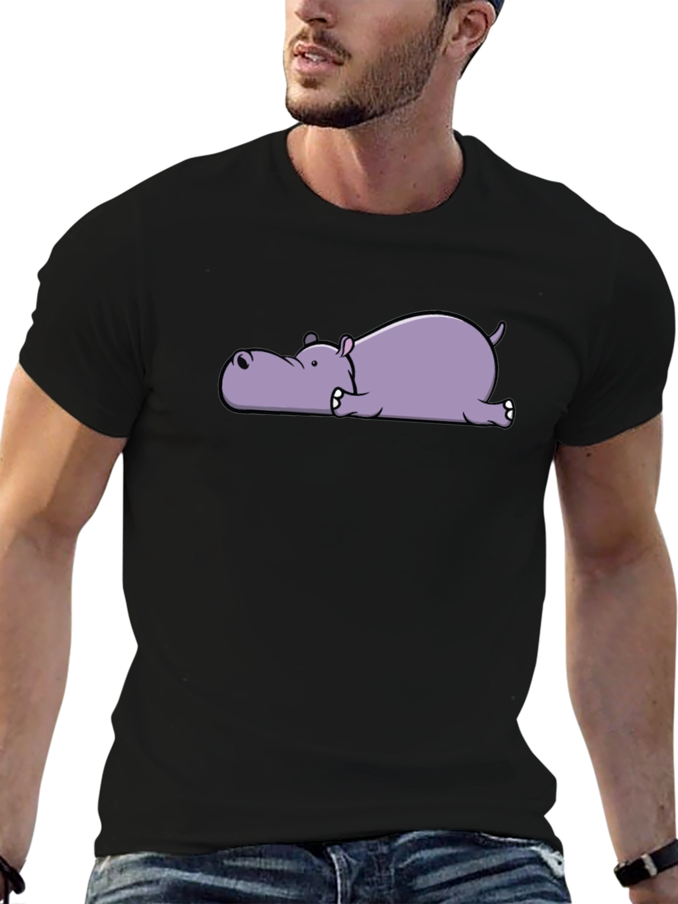 Lazy Hippo Graphic T-Shirt - Relaxed & Comfortable