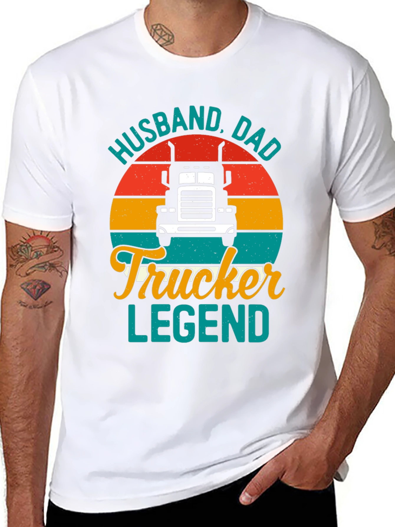 Husband Dad Trucker Legend Graphic T-Shirt