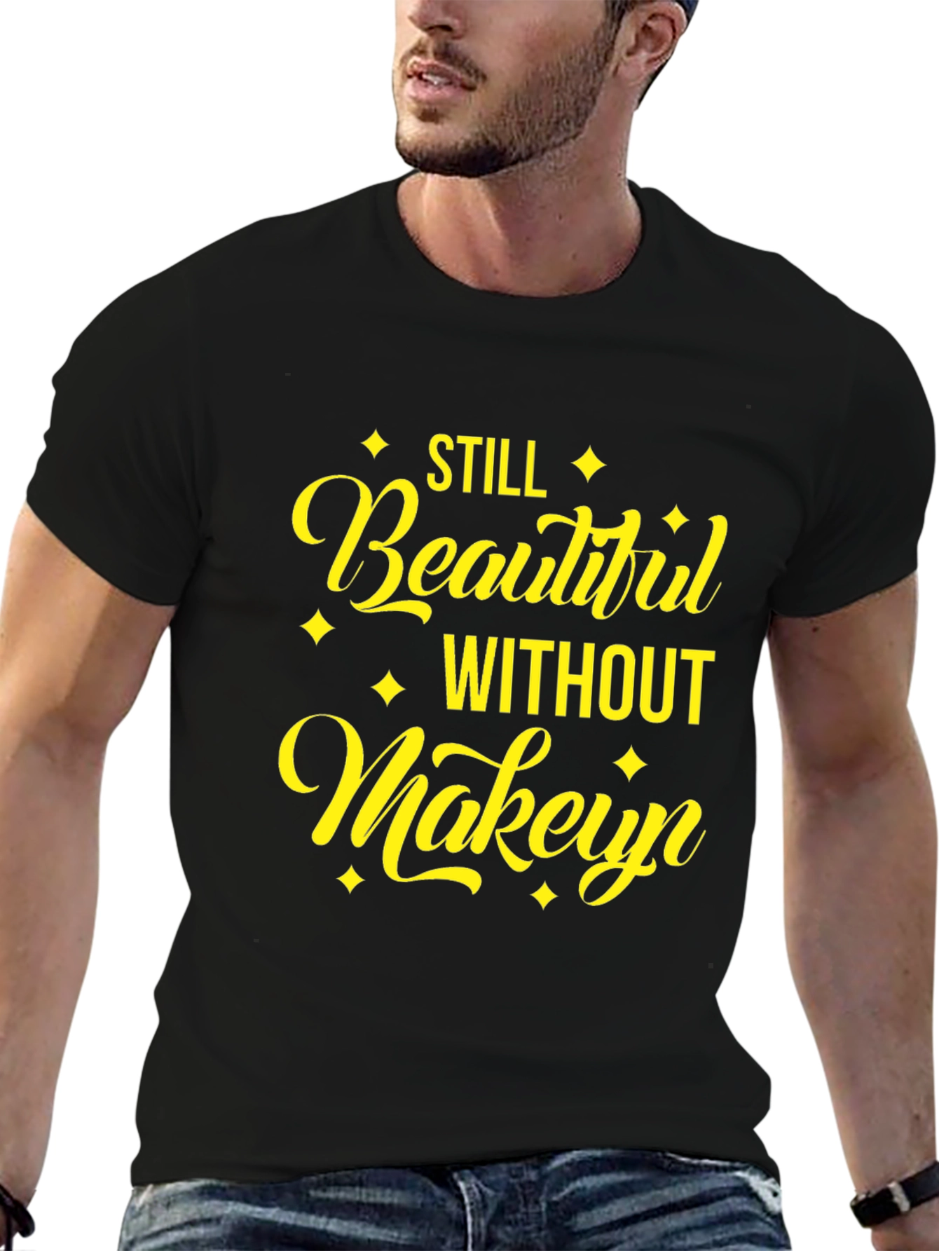 Beautiful Without Makeup Black Tee