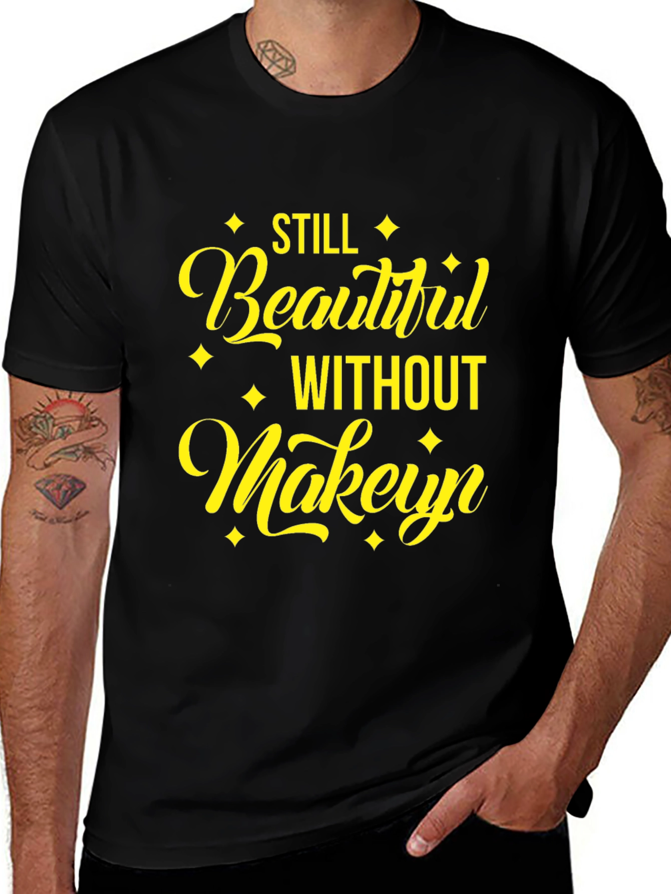 Beautiful Without Makeup Black Tee