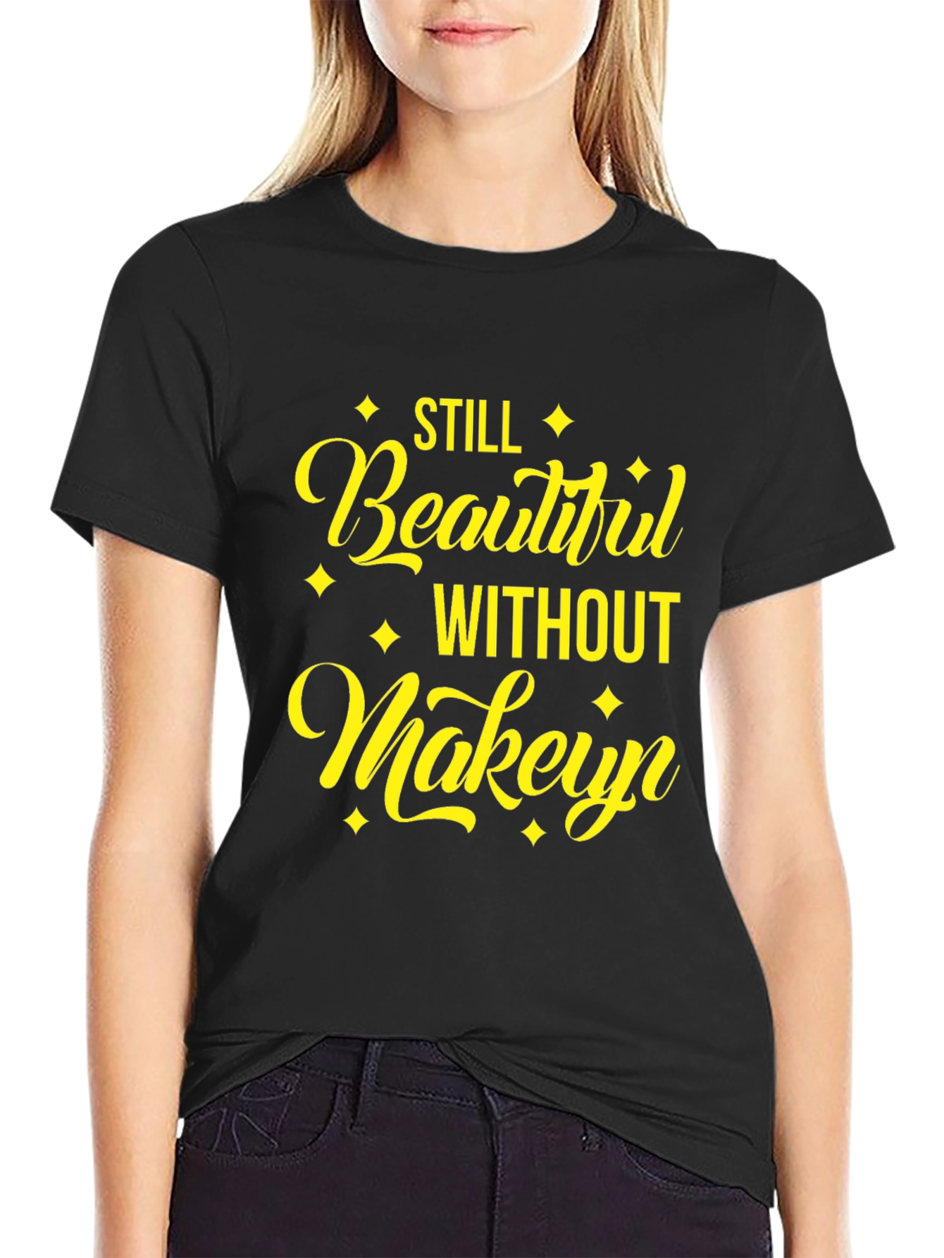 Beautiful Without Makeup Black Tee